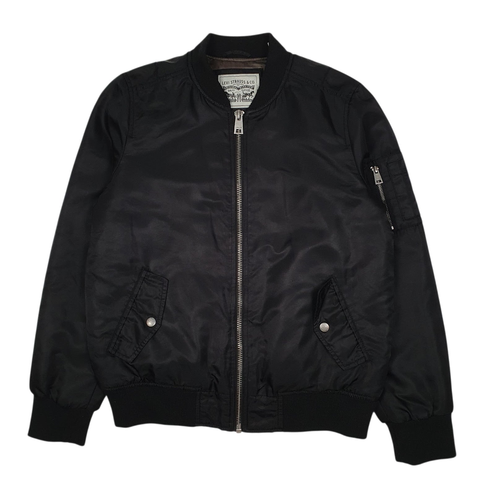 Mens Black Levis Padded Bomber  Coat