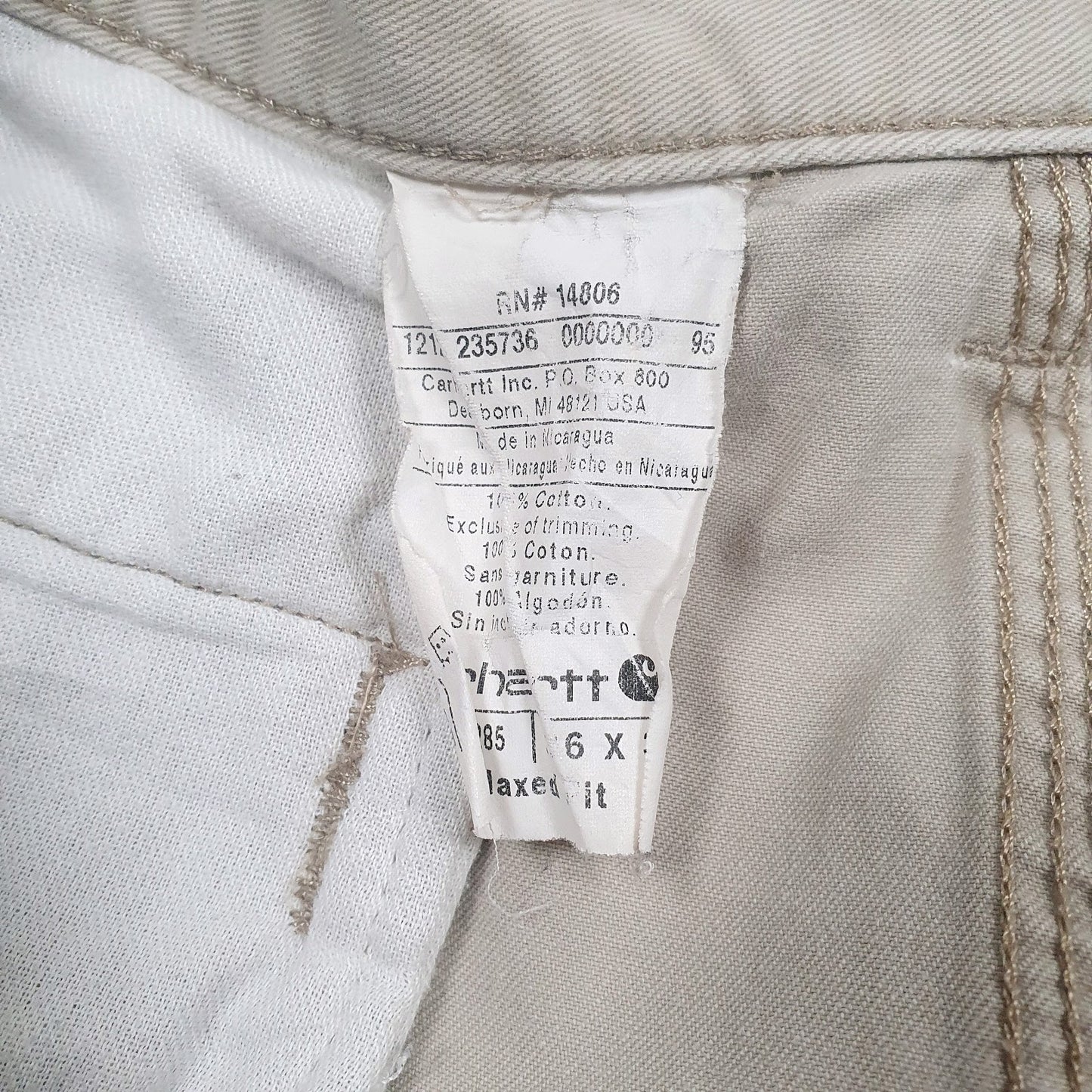 Mens Beige Carhartt Workwear  Trousers
