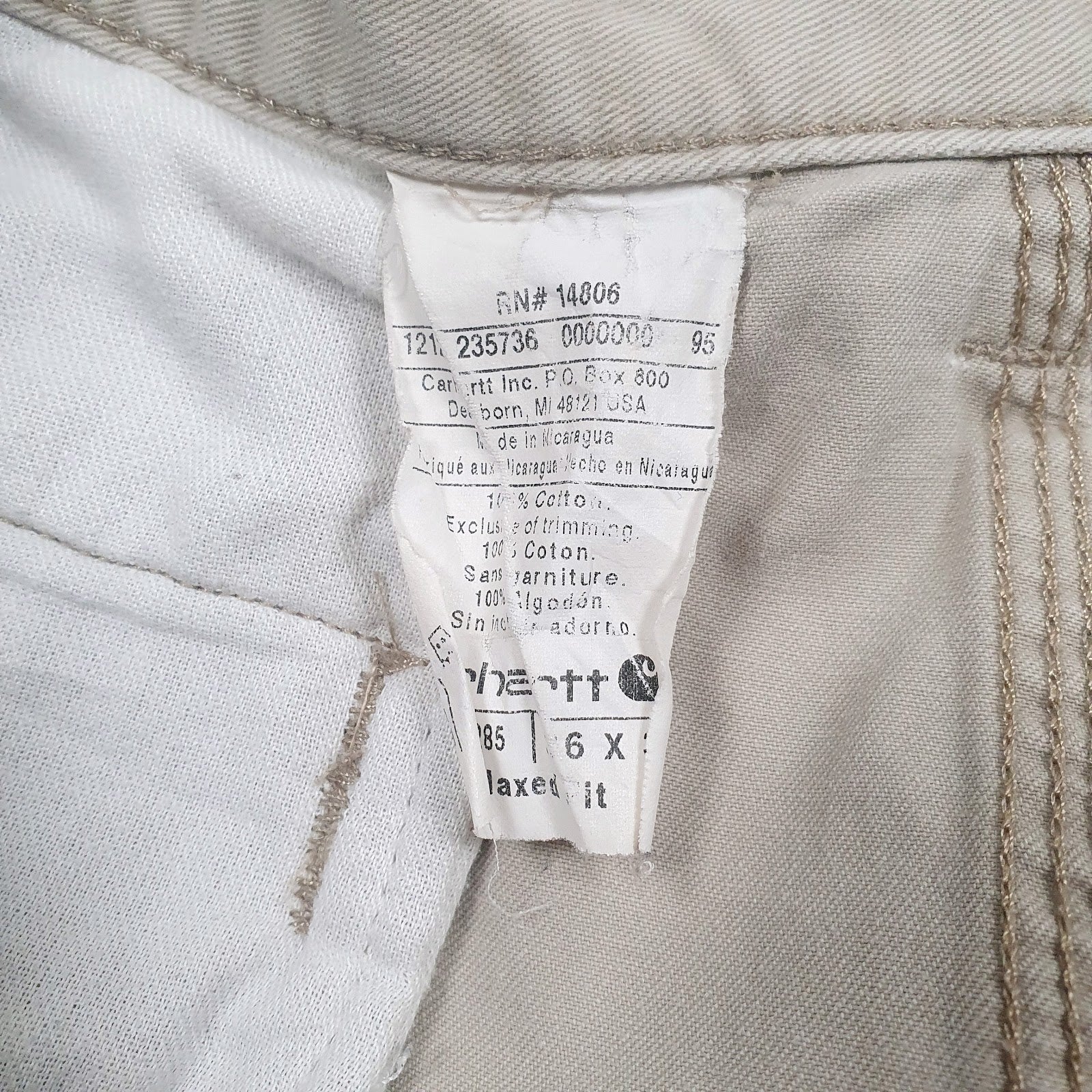 Mens Beige Carhartt Workwear  Trousers