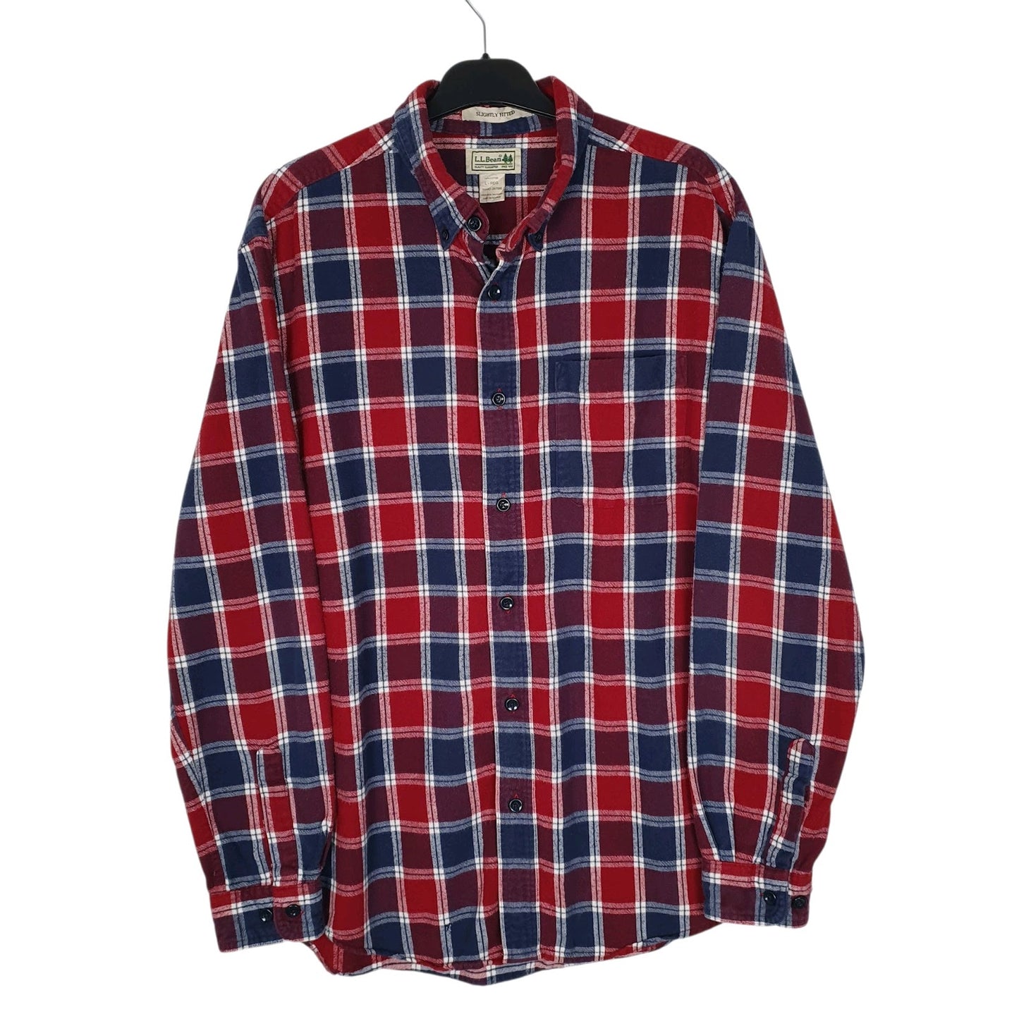 Mens Red L.L.Bean Scoth Plaid Flannel Long Sleeve Shirt