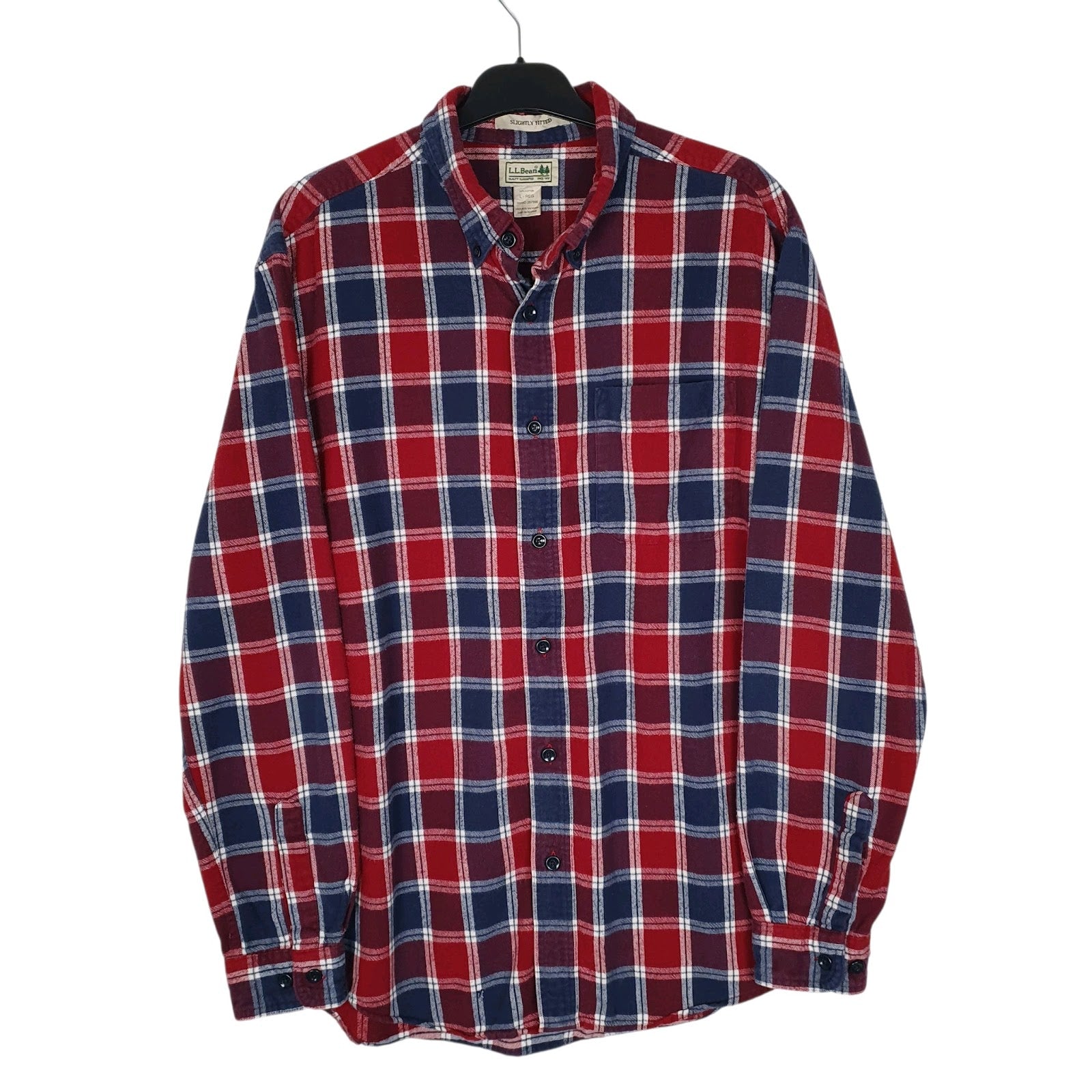 Mens Red L.L.Bean Scoth Plaid Flannel Long Sleeve Shirt