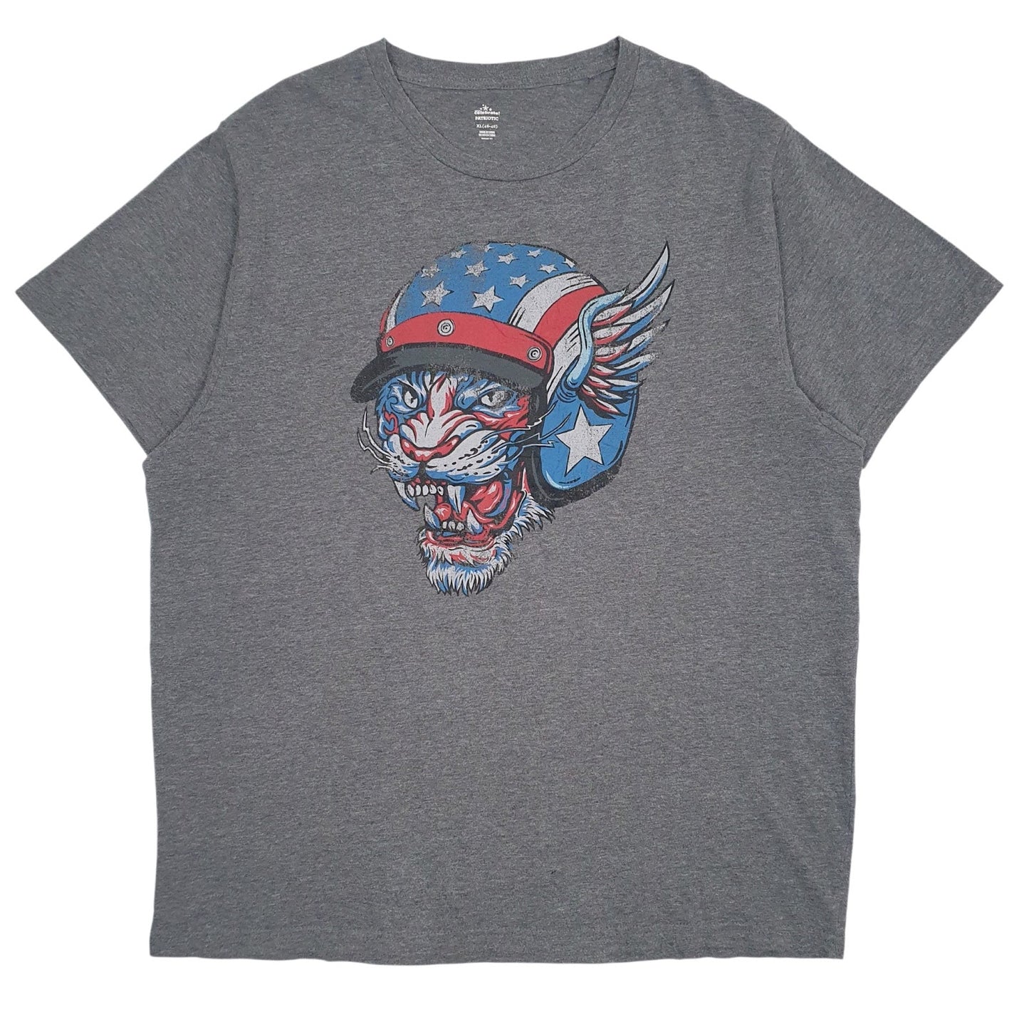 Mens Grey Celebrate Patriotic Graphic Short Sleeve T Shirt