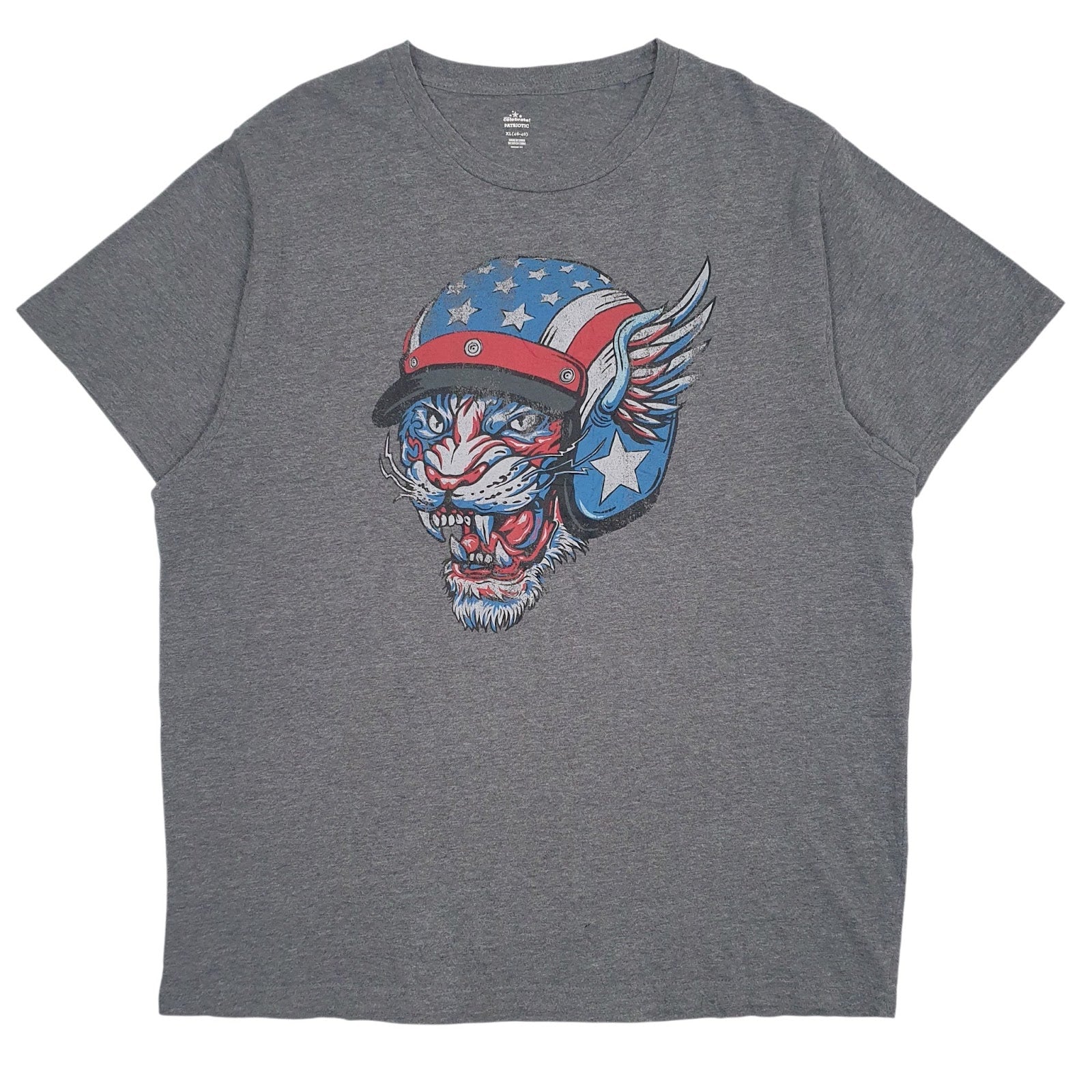Mens Grey Celebrate Patriotic Graphic Short Sleeve T Shirt