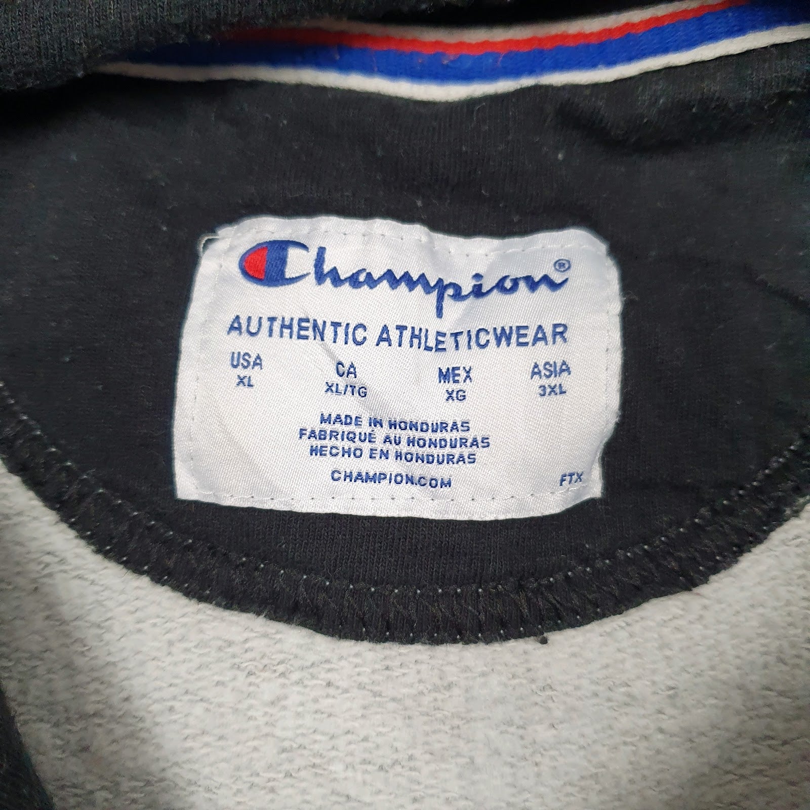 Mens Grey Champion Spellout Hoodie Jumper