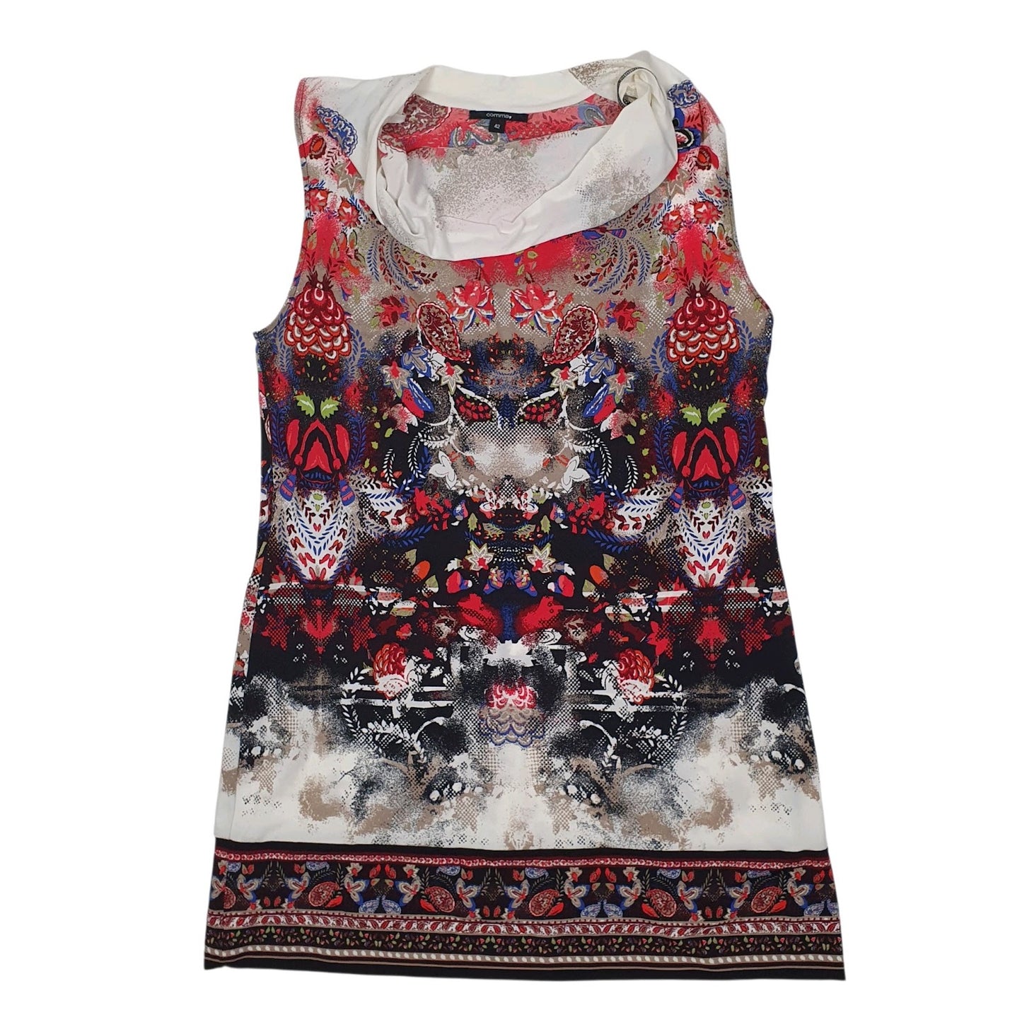 Womens Black Comma Scoop Paisley Sleeveless Dress