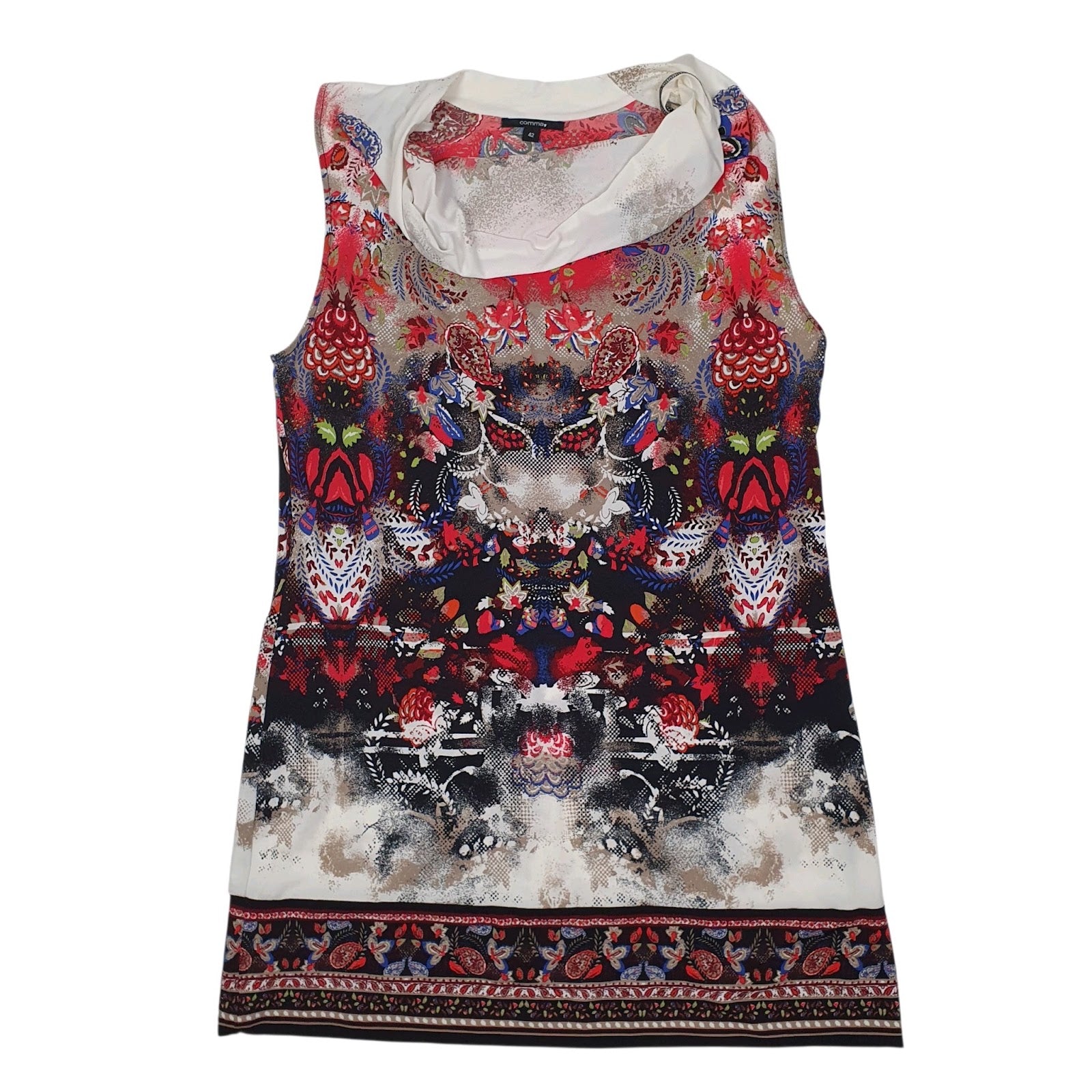 Womens Black Comma Scoop Paisley Sleeveless Dress