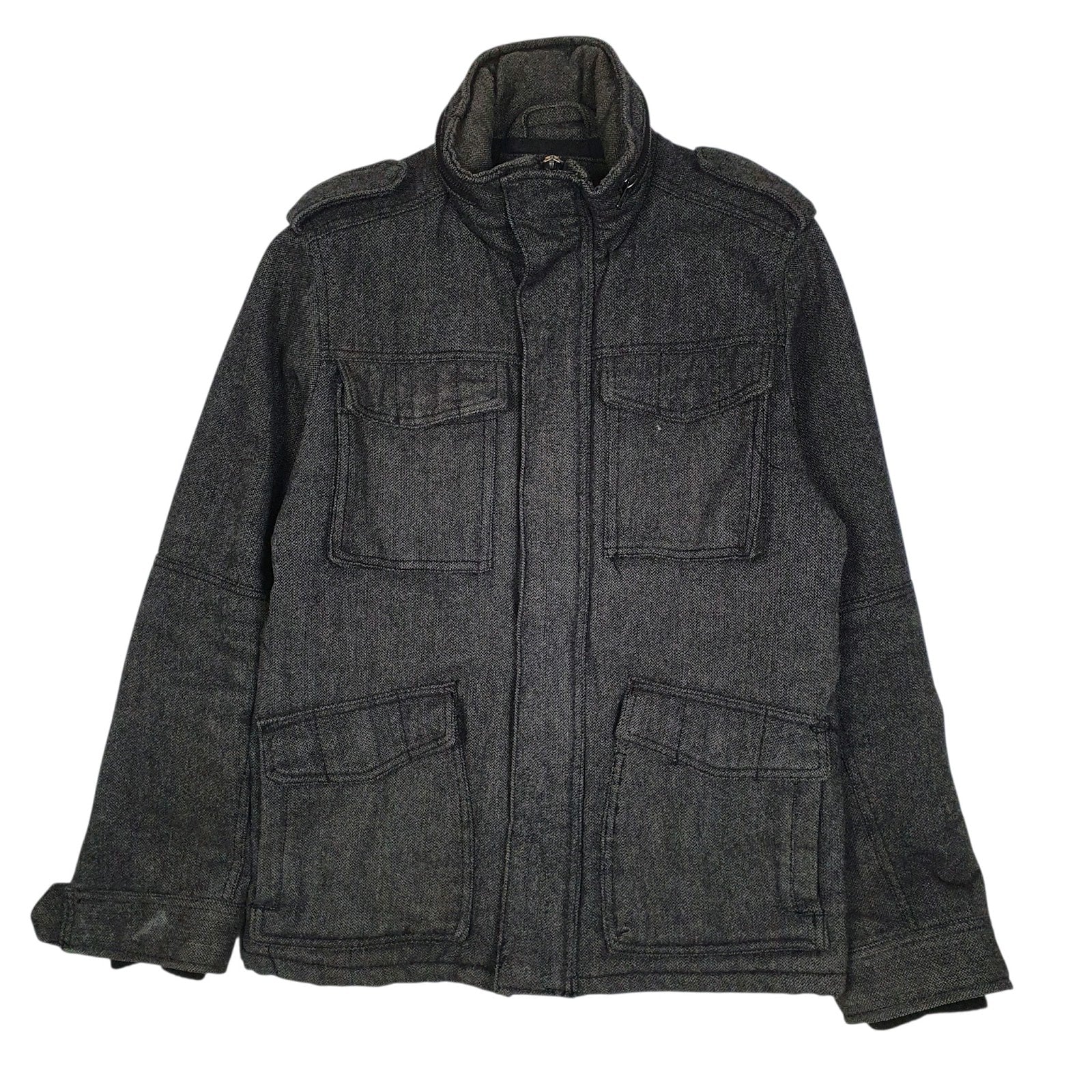 Mens Grey H&M Military Navy  Coat