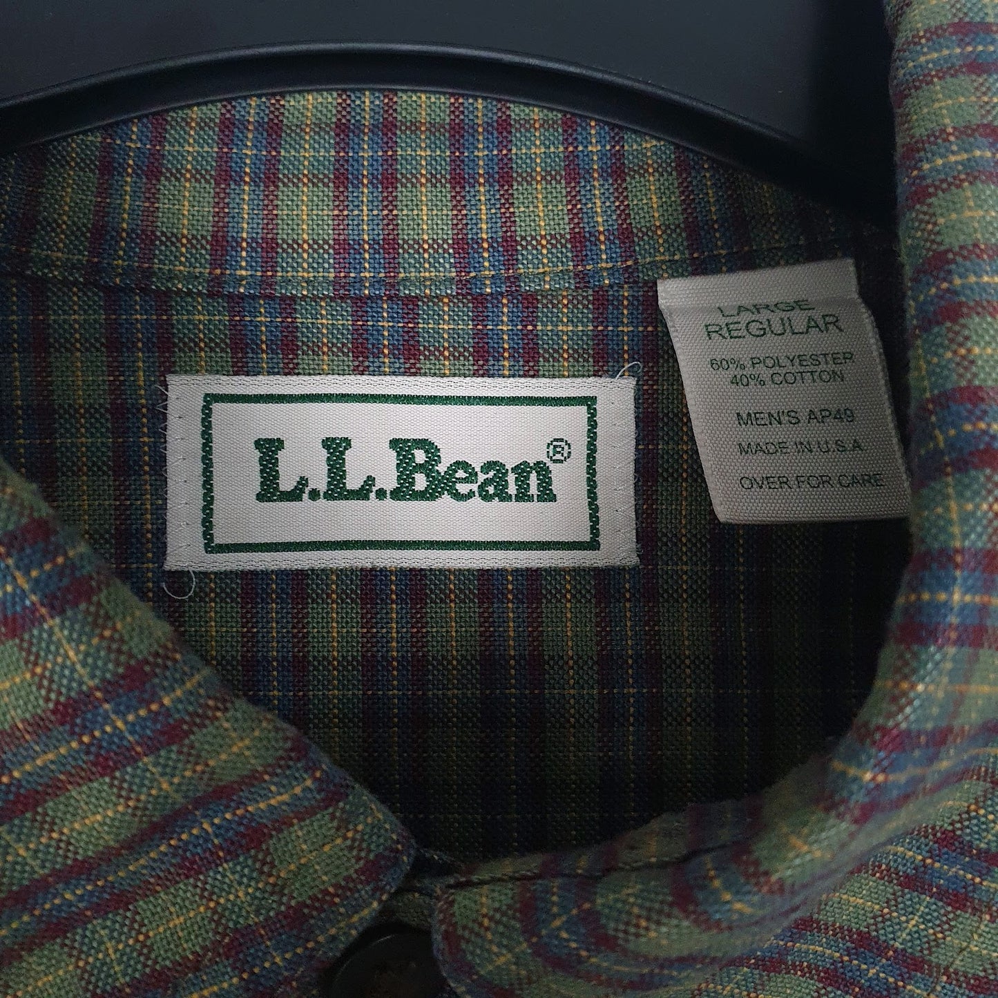 Mens Green L.L.Bean Vintage 90s Made In USA  Shirt