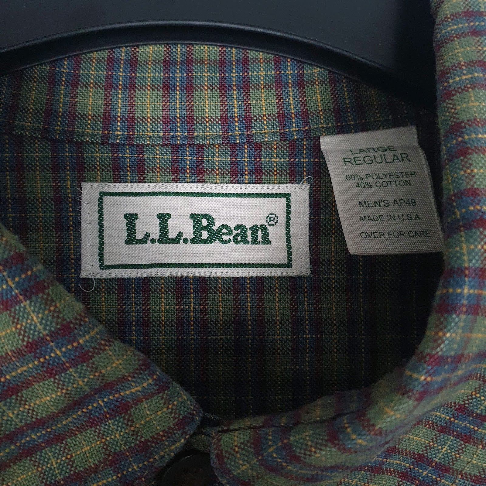 Mens Green L.L.Bean Vintage 90s Made In USA  Shirt