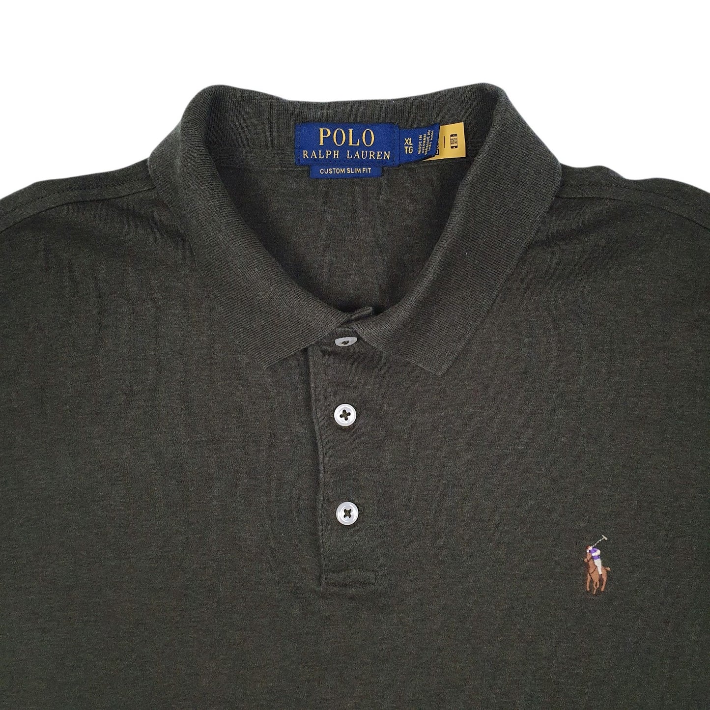 Mens Green Polo Ralph Lauren Custom Slim Fit  Polo Shirt