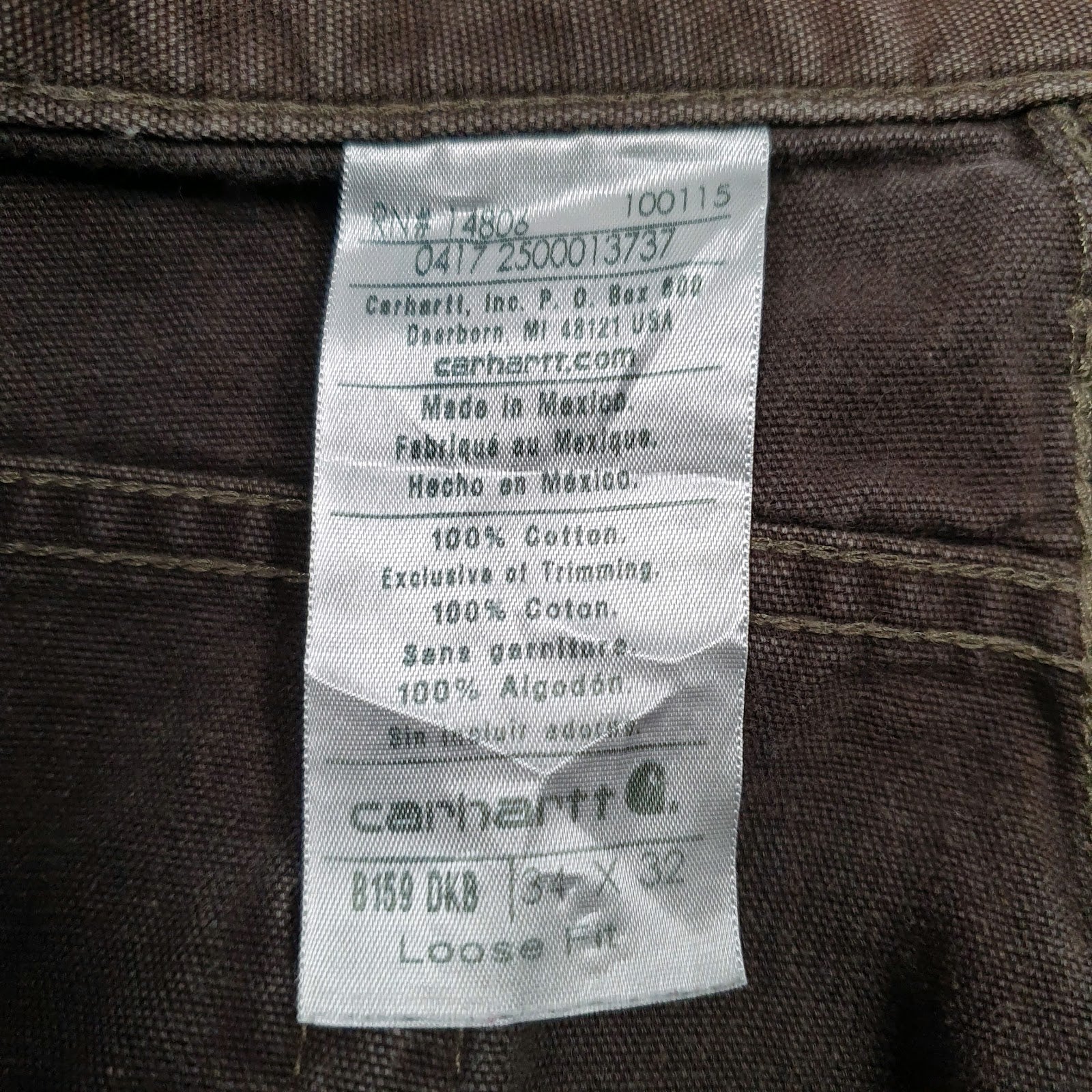 Mens Brown Carhartt B159 DKB Workwear  Trousers