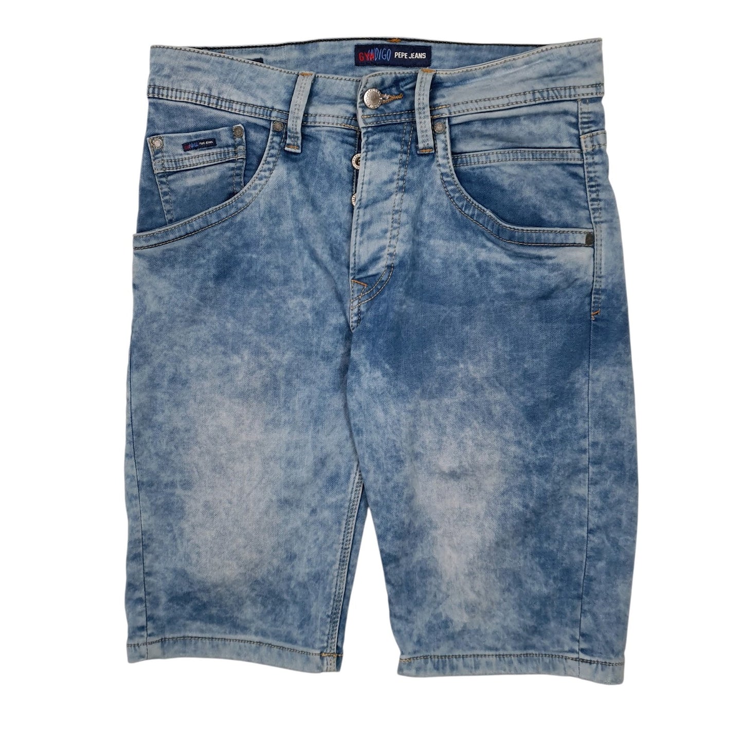 Mens Blue Pepe Jeans Acid Wash Denim Shorts