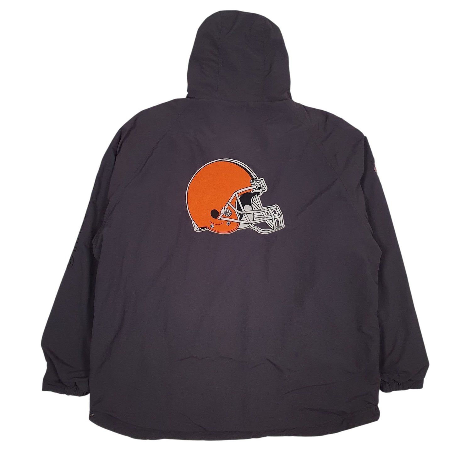 Mens Grey NFL Reversible Fleece Cleeveland Browns Hoodie Coat
