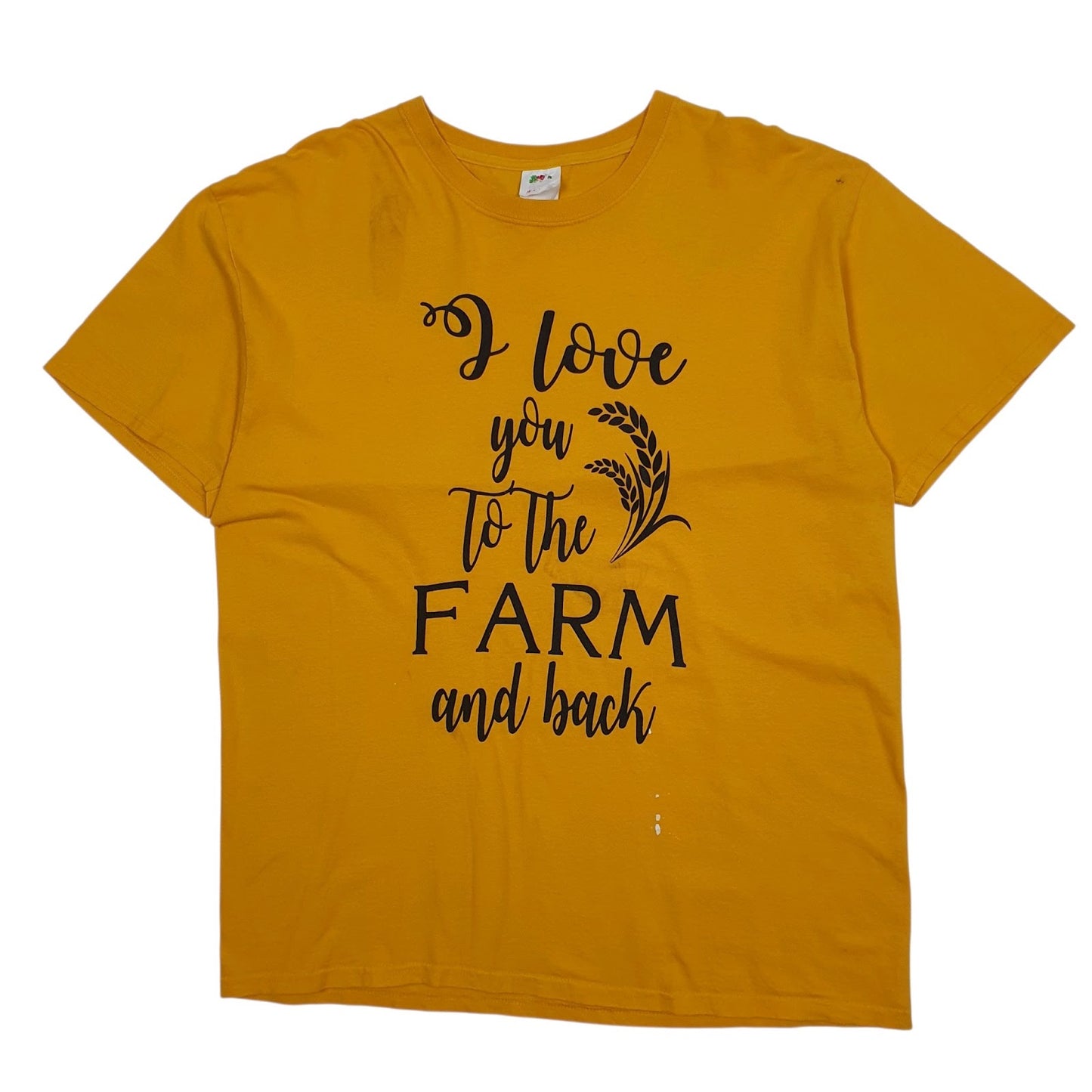 Mens Yellow Fruit Of The Loom Farm Love Short Sleeve T Shirt