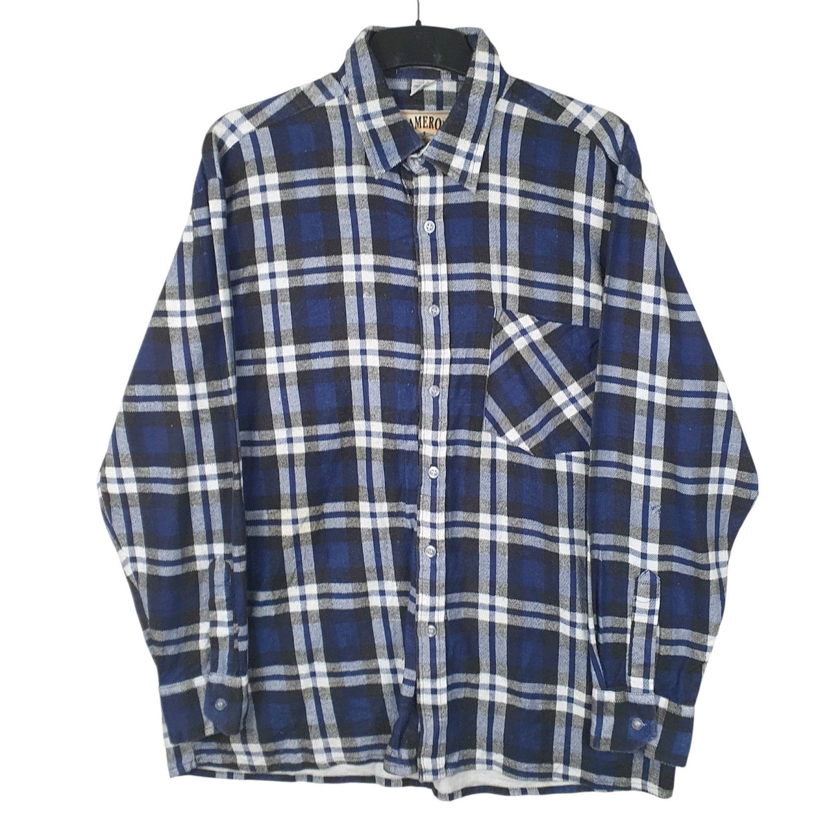 Mens Blue Cameron Workwear Flannel Long Sleeve Shirt