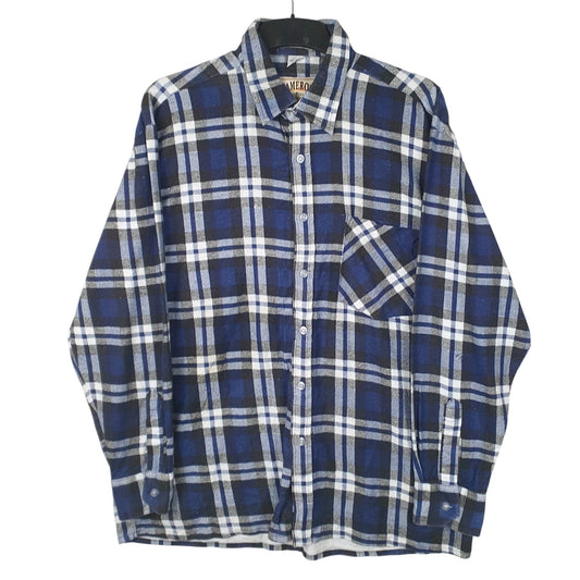 Mens Blue Cameron Workwear Flannel Long Sleeve Shirt
