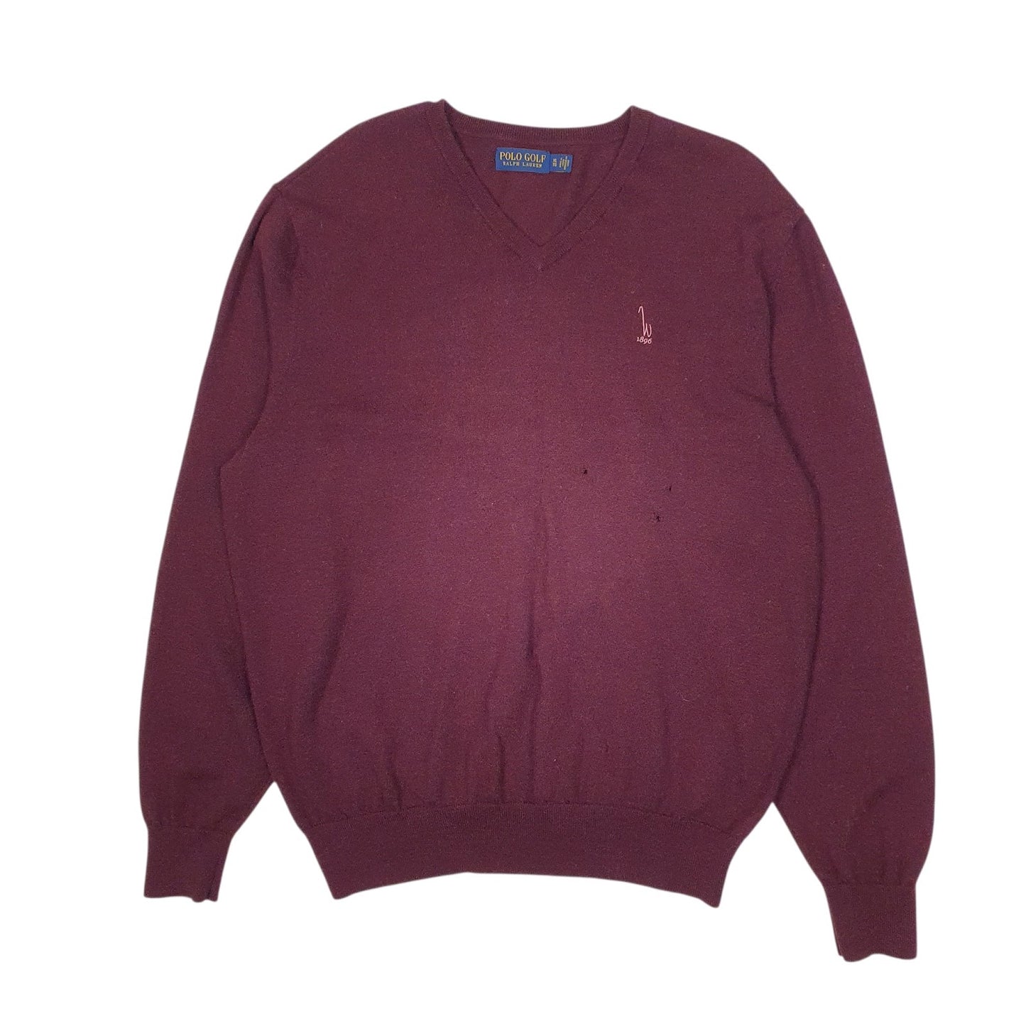 Mens Burgundy Polo Ralph Lauren Golf V Neck Jumper