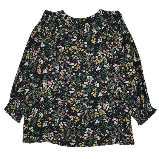 Womens Black M&S Floral Blouse Long Sleeve T Shirt