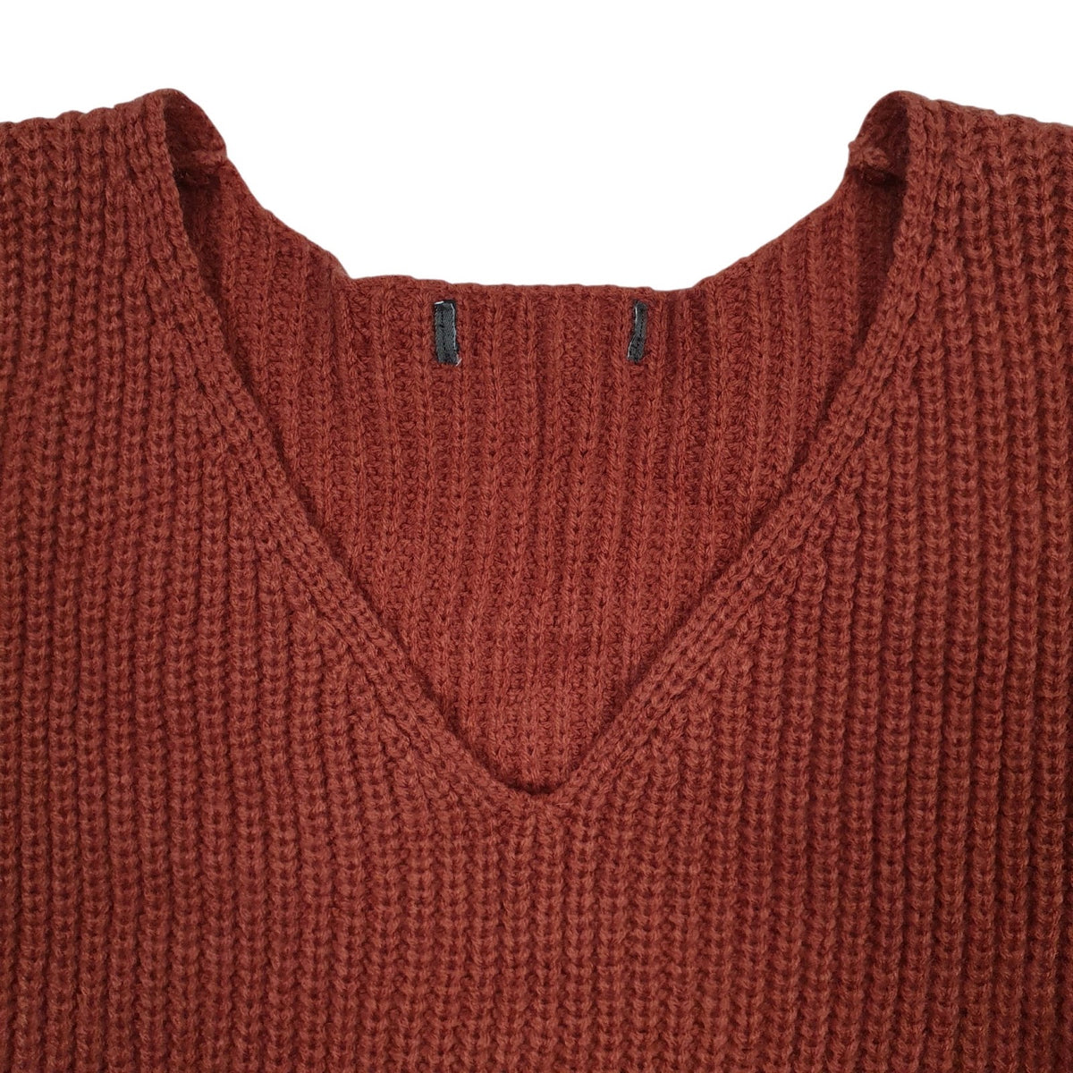 Womens Burgundy Unbranded Chunky Knit V Neck Jumper