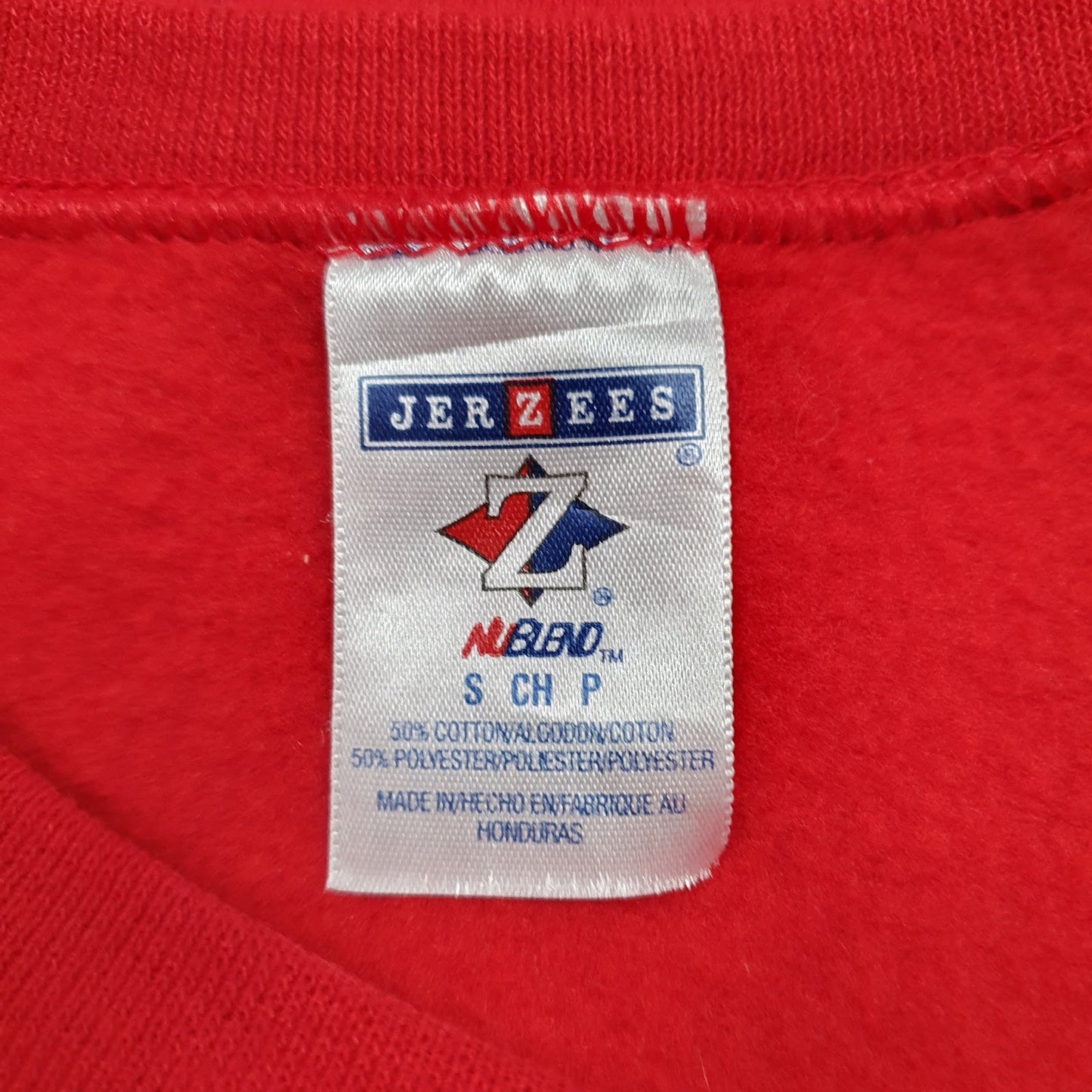 Mens Red Jerzees Graphic Crewneck Jumper