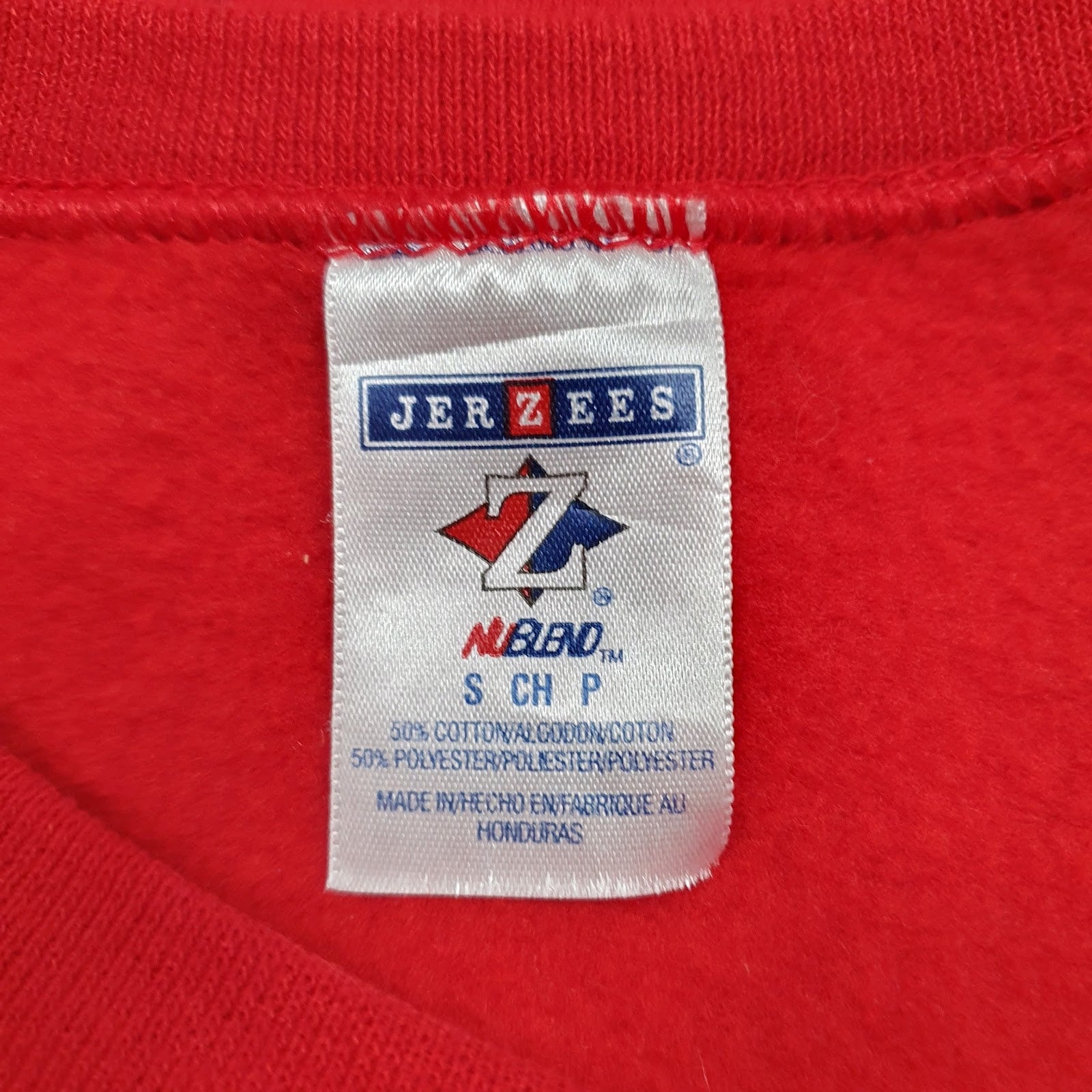 Mens Red Jerzees Graphic Crewneck Jumper