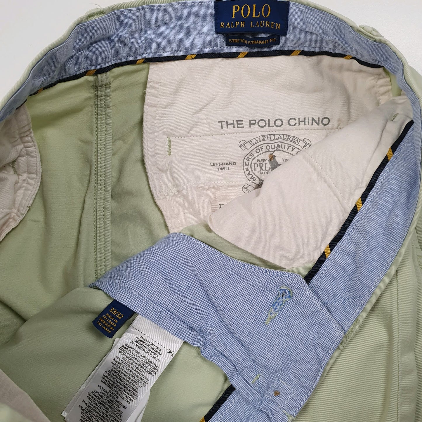 Mens Green Polo Ralph Lauren Stretch  Trousers