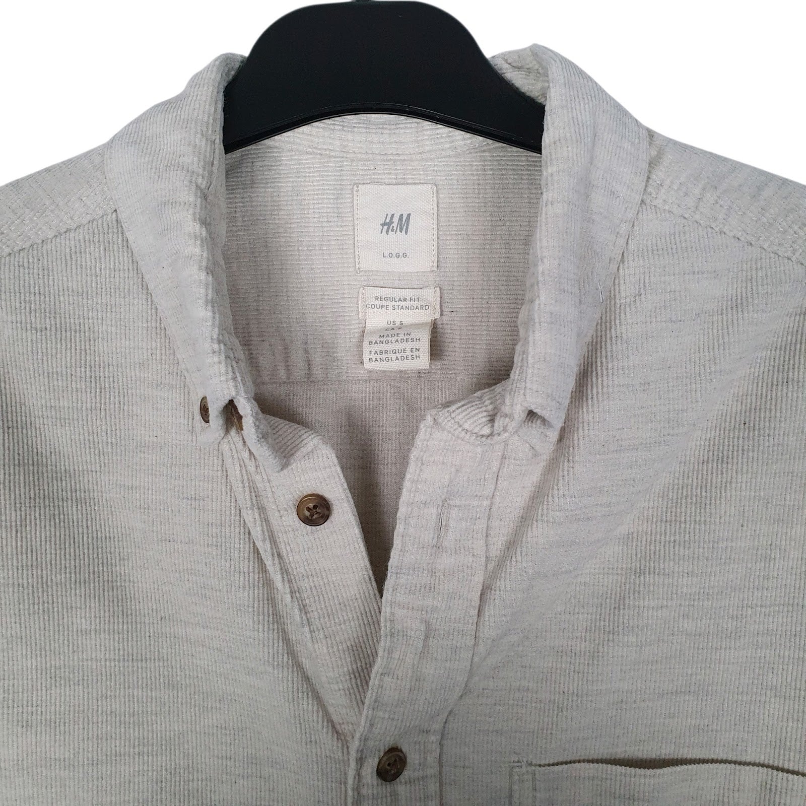 Mens Beige H&M Corduroy  Shirt