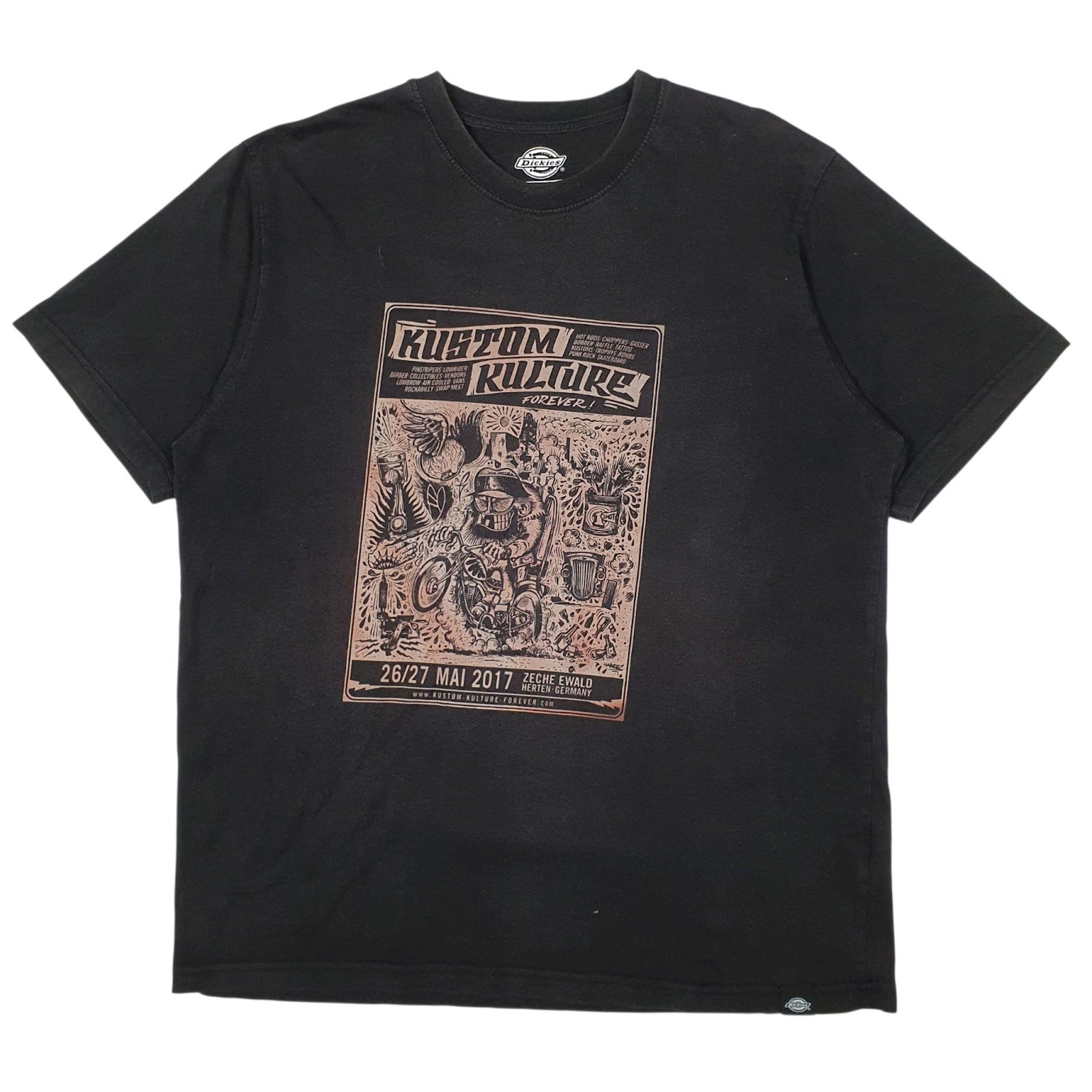 Mens Black Dickies Kustom Kulture Short Sleeve T Shirt