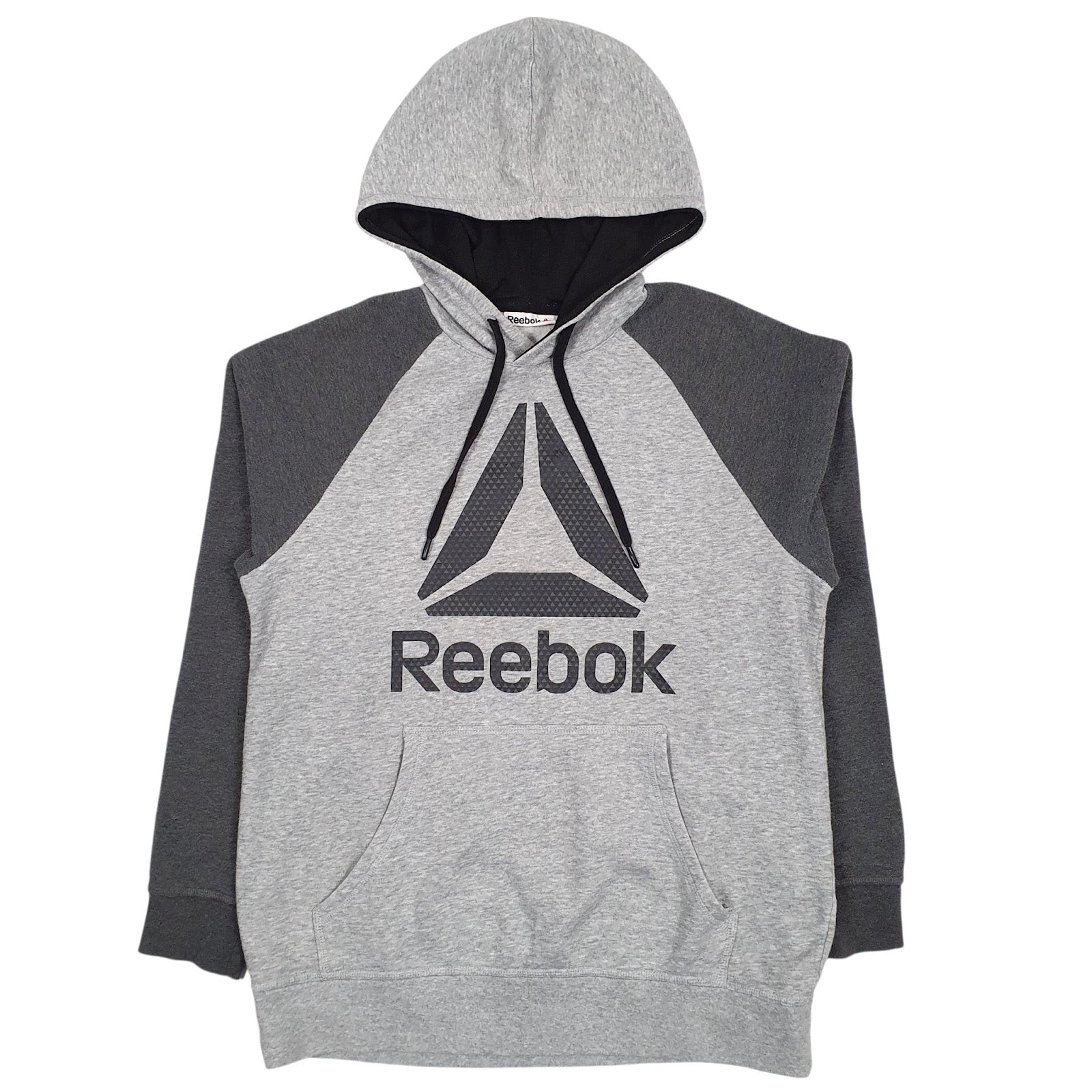 Mens Grey Reebok Spellout Hoodie Jumper