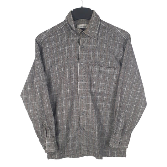 Mens Grey Glossy Flannel Long Sleeve Shirt