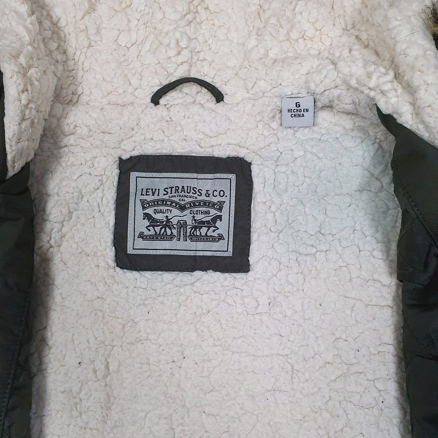 Womens Green Levis Sherpa Lined  Coat