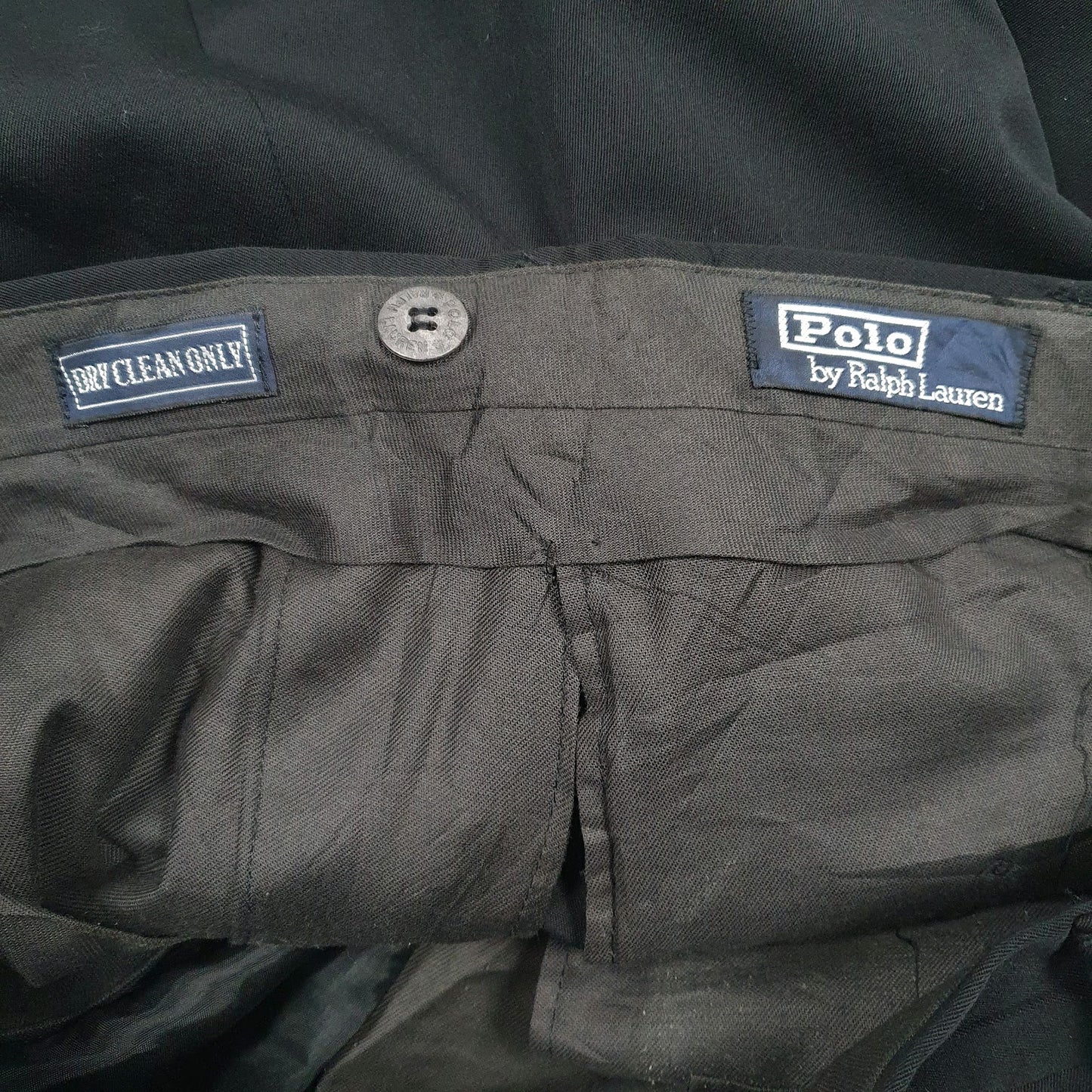 Mens Black Polo Ralph Lauren Pleated  Trousers