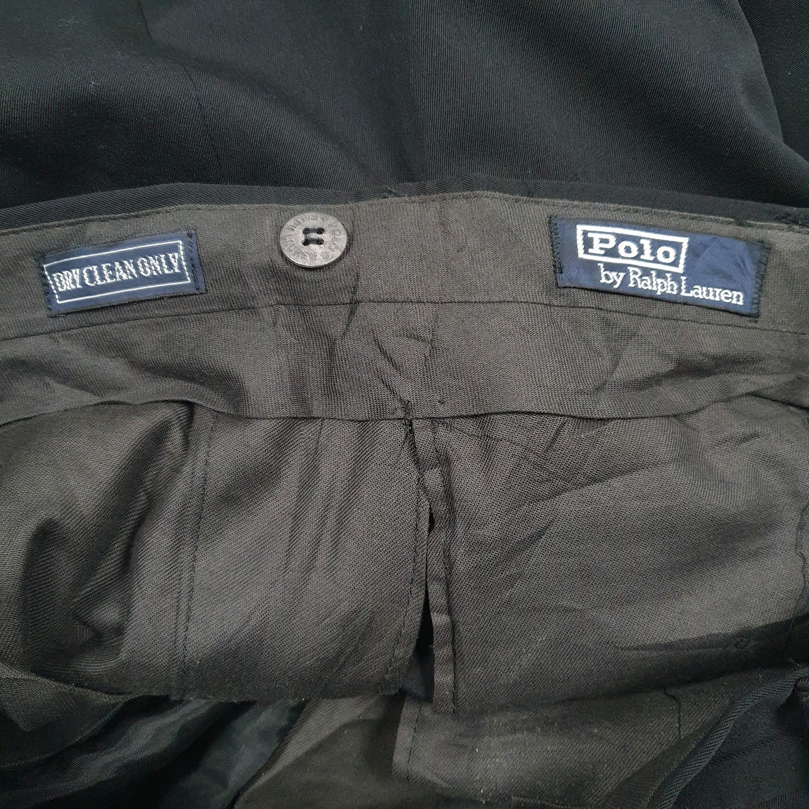 Mens Black Polo Ralph Lauren Pleated  Trousers
