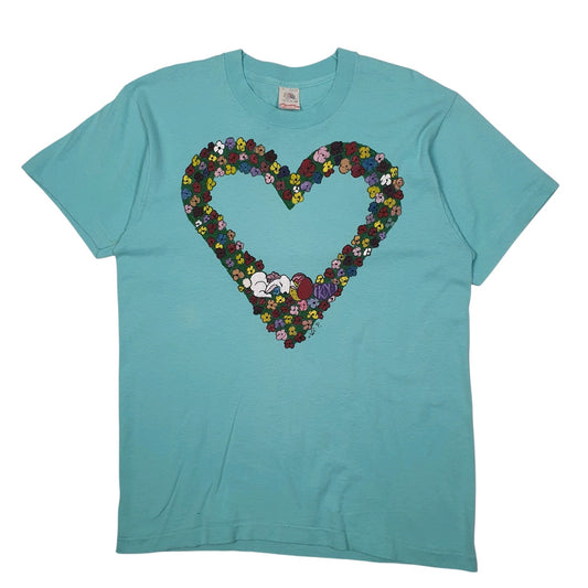 Mens Blue Fruit Of The Loom Single Stitch Vintage 90s Made In USA Short Sleeve T Shirt