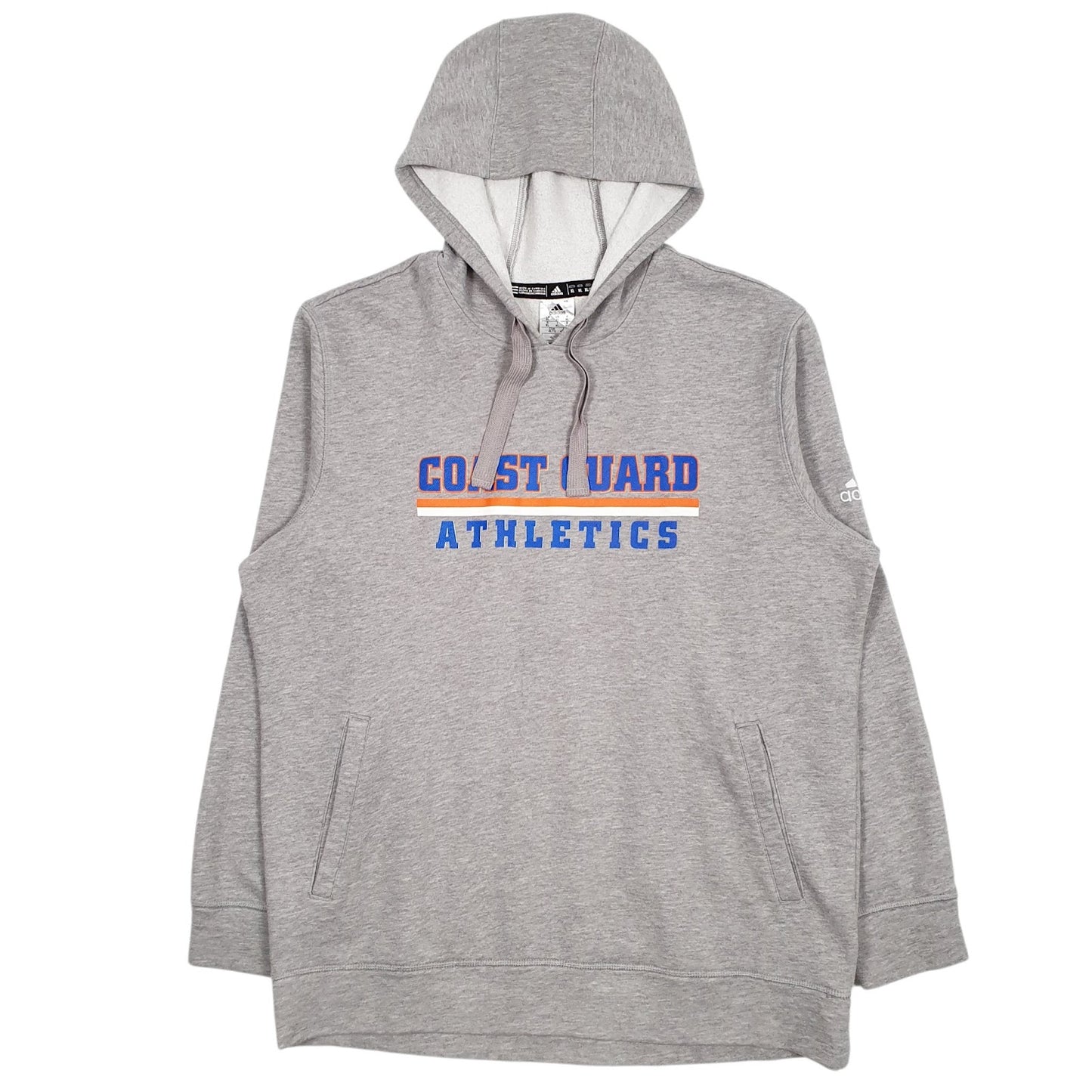 Mens Grey Adidas Coast Guard Athletic Hoodie Jumper