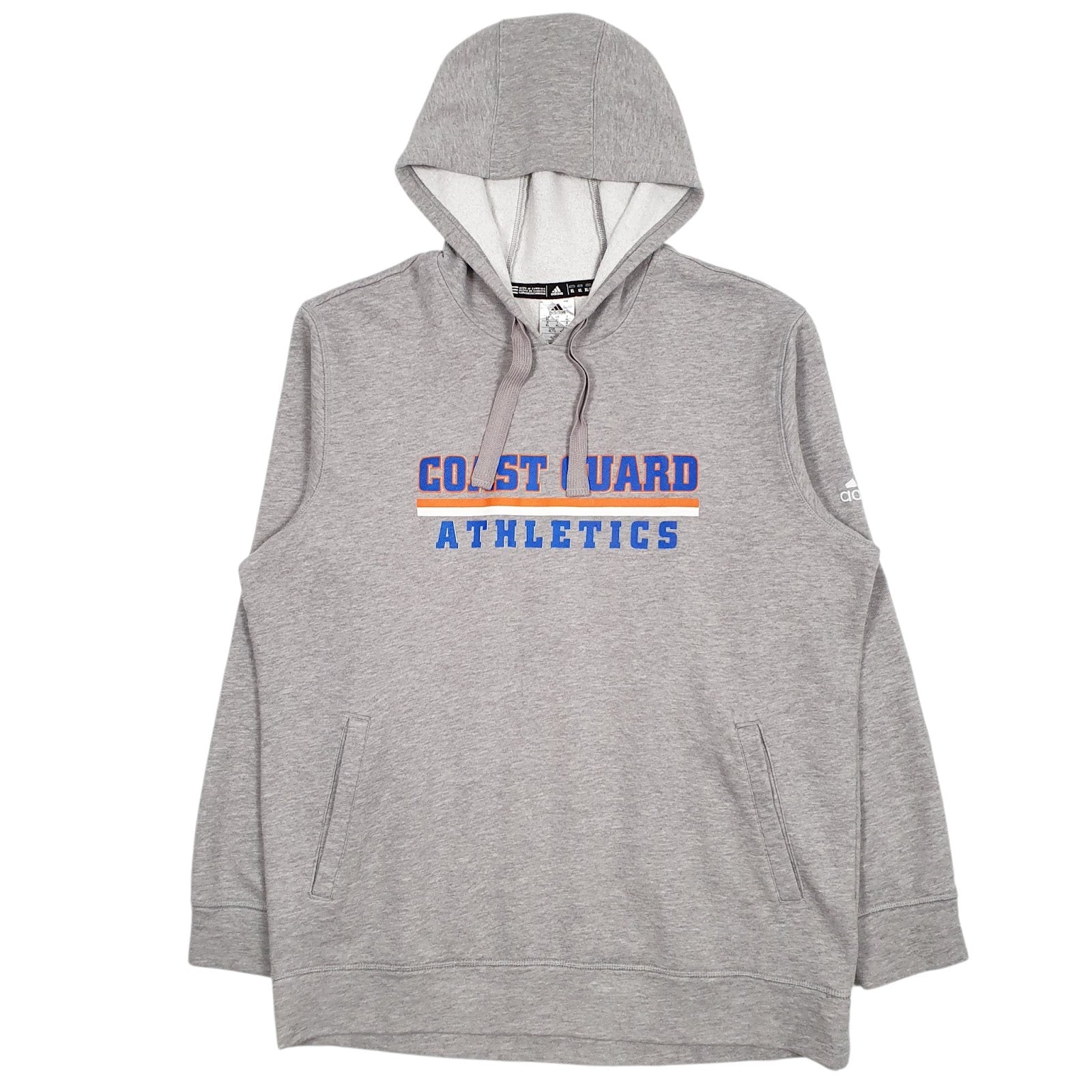Mens Grey Adidas Coast Guard Athletic Hoodie Jumper
