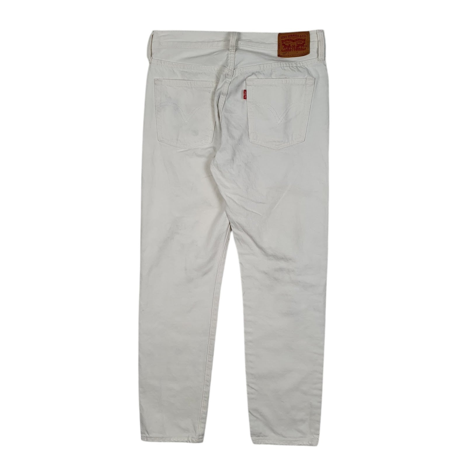 Mens White Levis Tapered Distressed  Jeans