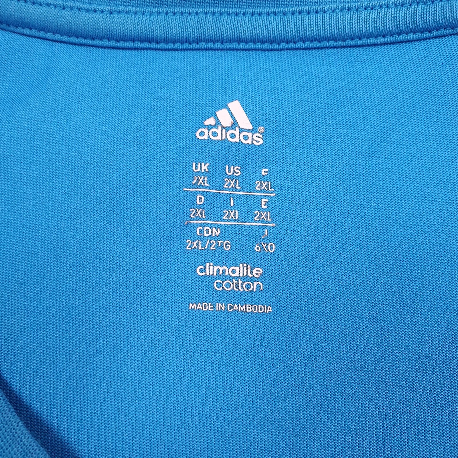 Mens Blue Adidas Spellout Climalite  T Shirt