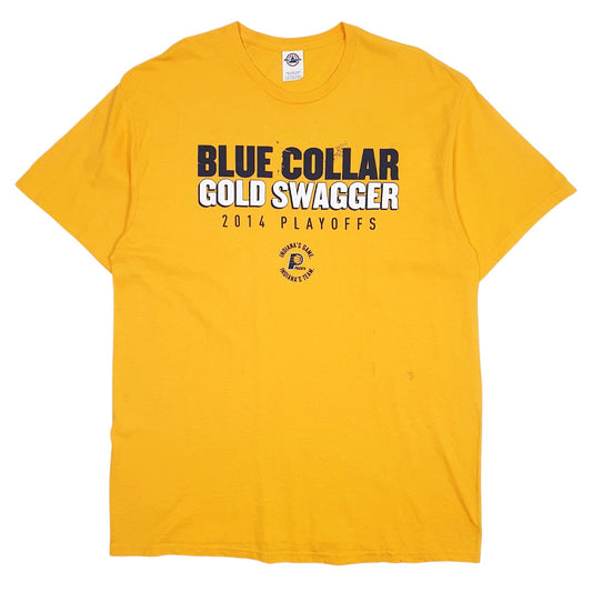 Mens Yellow Delta Blue Collar Gold Swagger Short Sleeve T Shirt