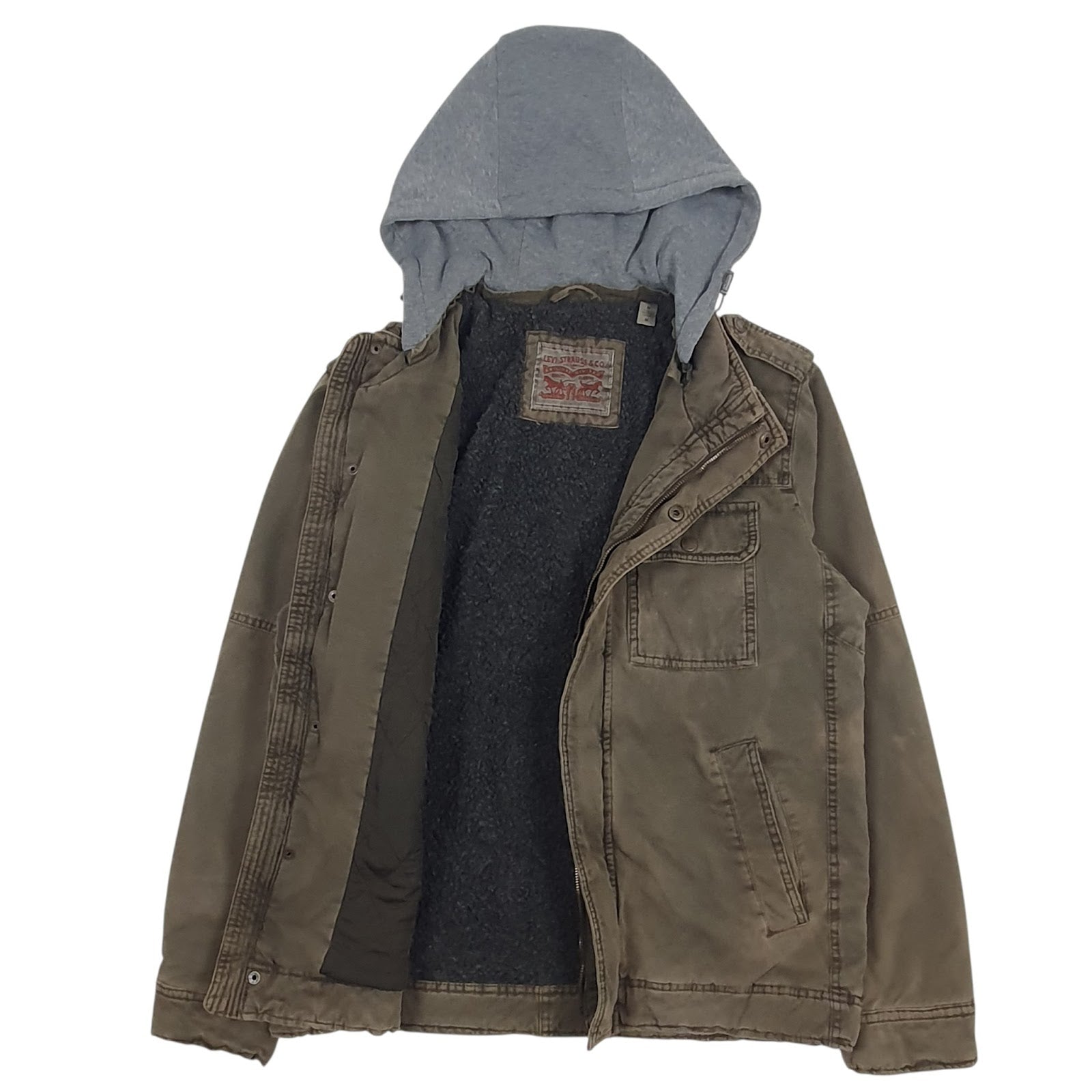 Mens Green Levis Sherpa Lined  Coat