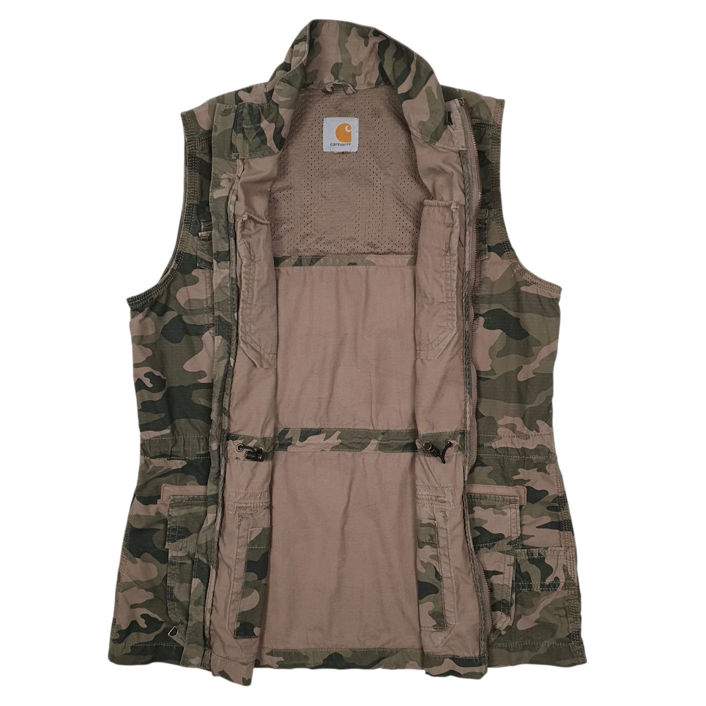 Mens Green Carhartt Camo Vest Bodywarmer Utility Hoodie Coat