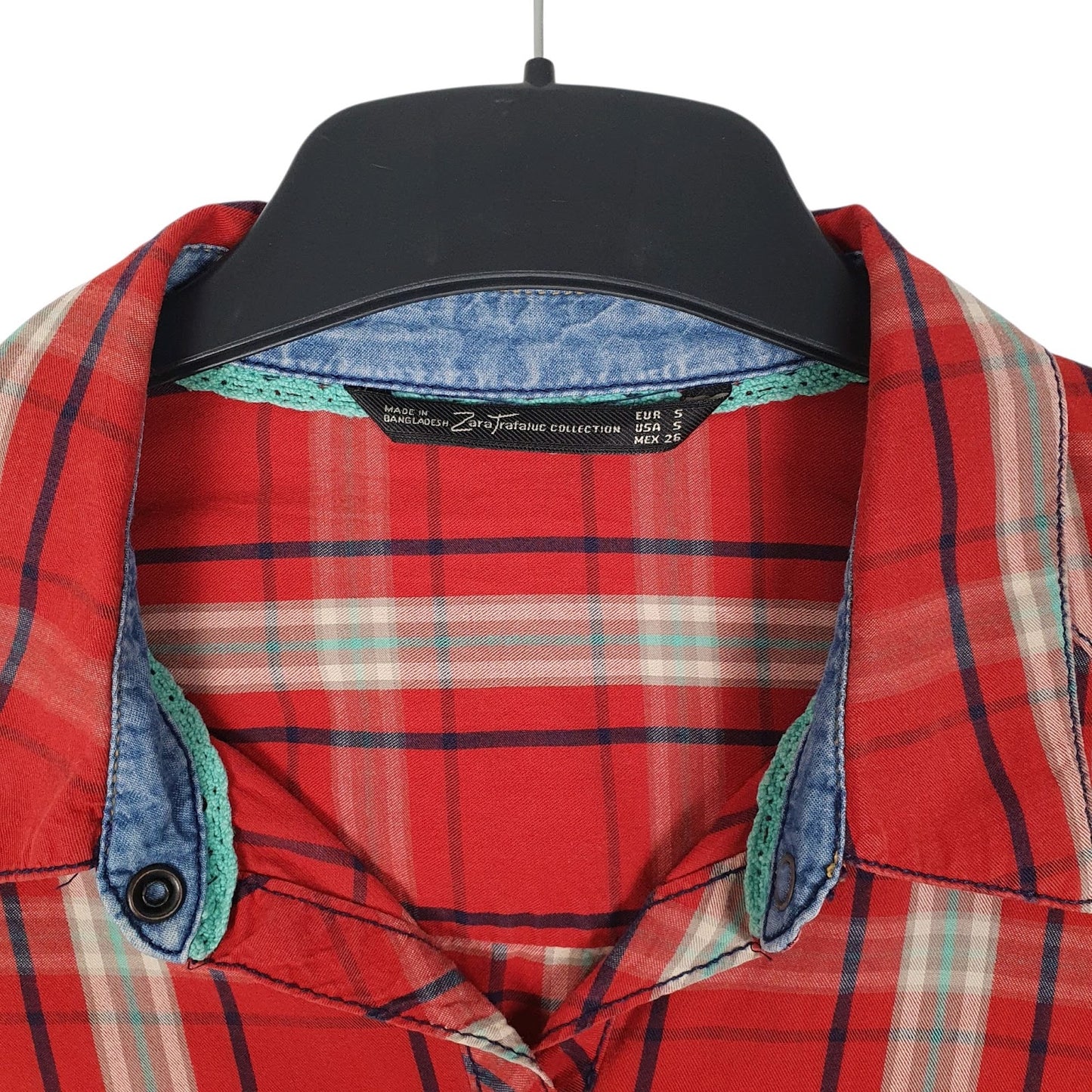 Womens Red Zara Plaid Popper Western  Shirt