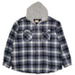 Mens Blue Wrangler Shacket Hoodie Plaid  Coat