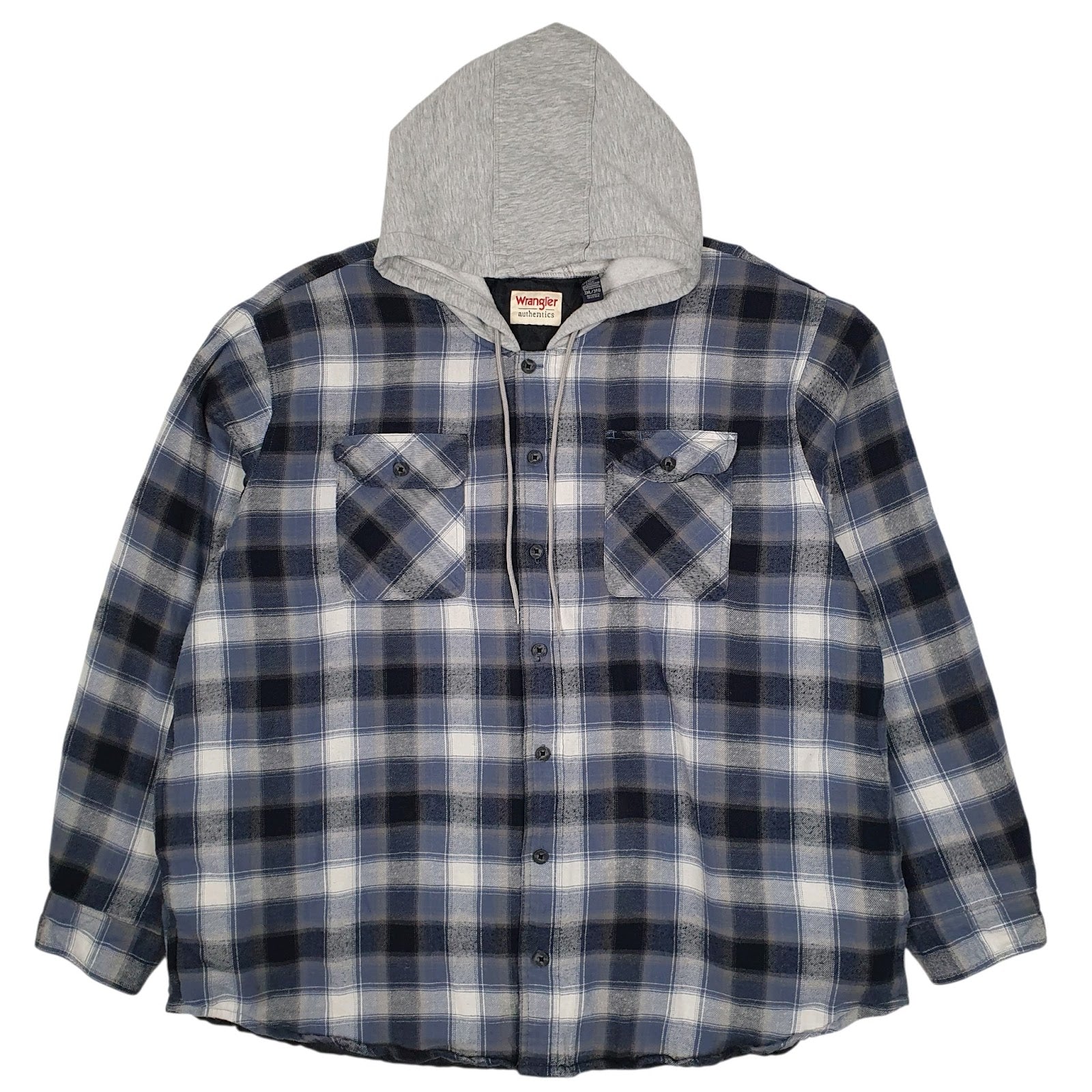 Mens Blue Wrangler Shacket Hoodie Plaid  Coat