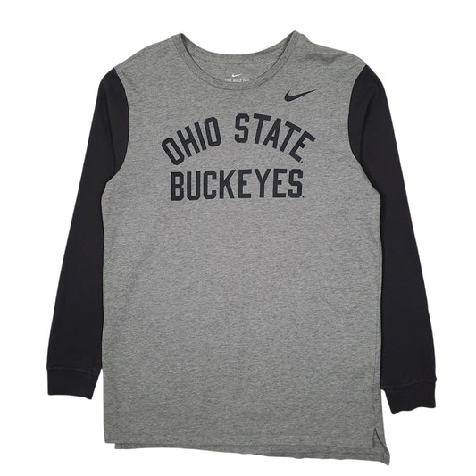 Mens Grey Nike Ohio State Buckeyes Sweatshirt Long Sleeve T Shirt