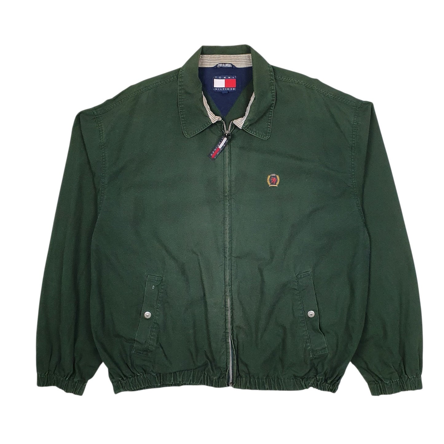 Mens Green Tommy Hilfiger Vintage 90s Bomber Windbreaker  Coat
