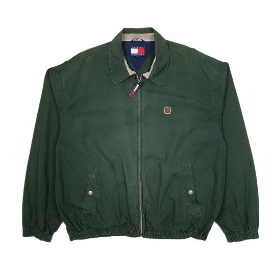 Mens Green Tommy Hilfiger Vintage 90s Bomber Windbreaker  Coat