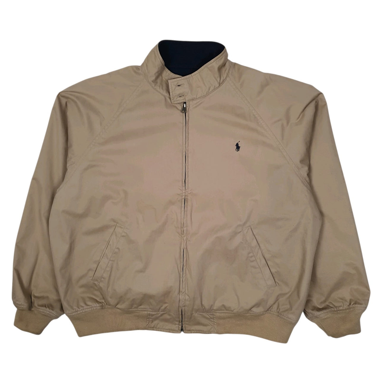 Mens Beige Polo Ralph Lauren Reversible Harrington Fleece Lined Hoodie Coat