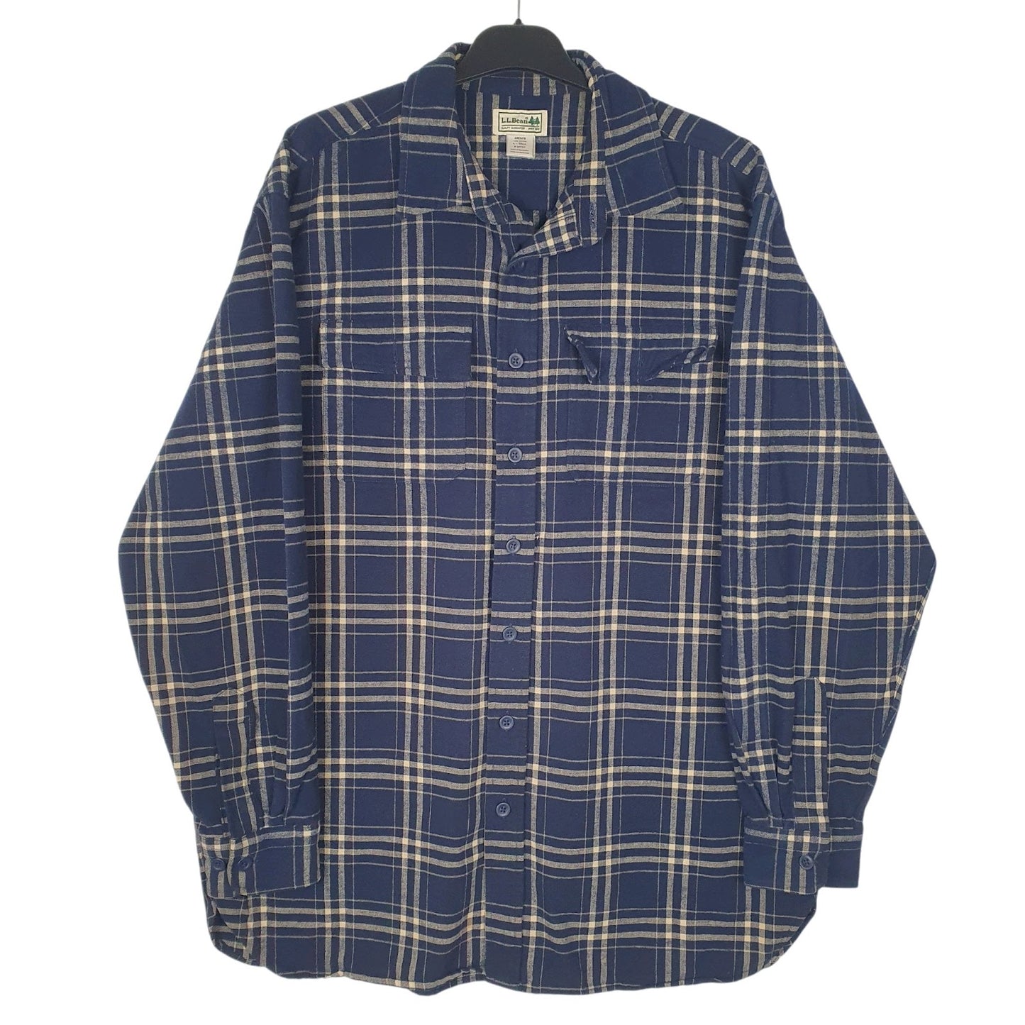 Mens Navy L.L.Bean Chamois Long Sleeve Shirt