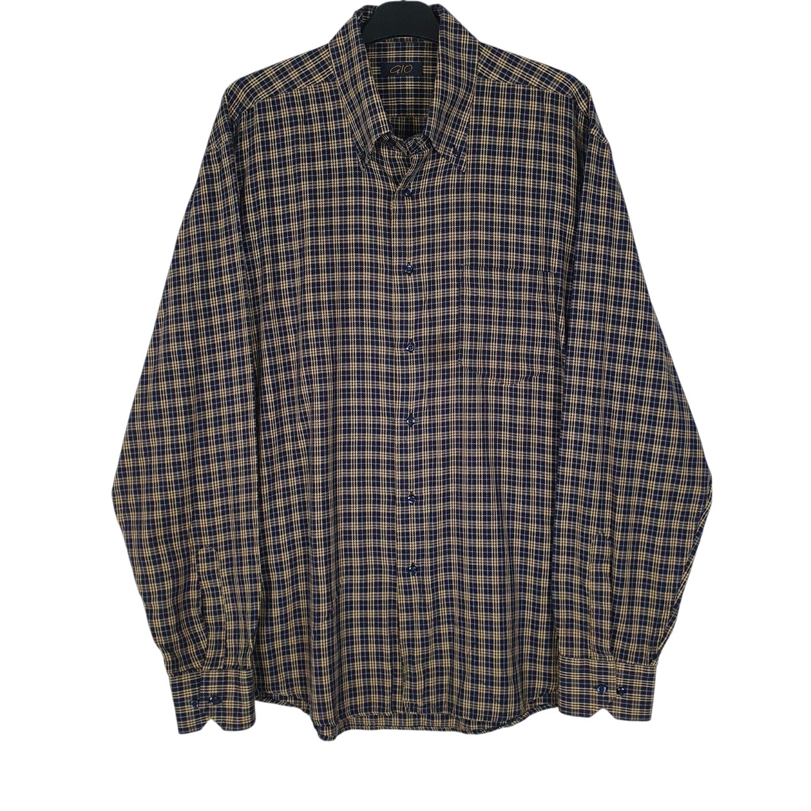 Mens Navy GIO Heavyweight Plaid Long Sleeve Shirt